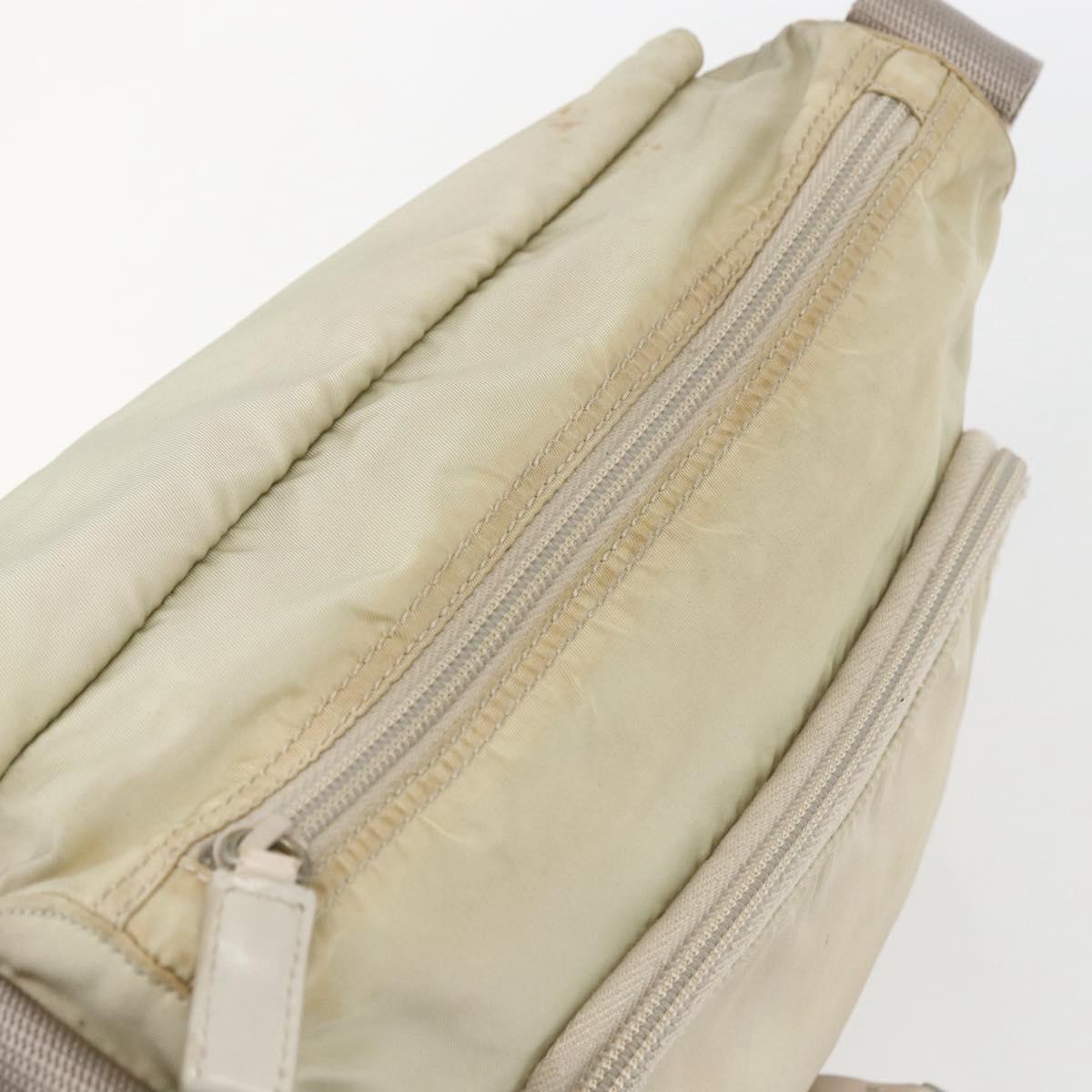 PRADA Shoulder Bag Nylon Beige Silver Auth 151497