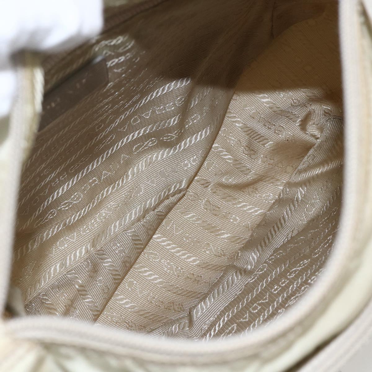 PRADA Shoulder Bag Nylon Beige Silver Auth 151497