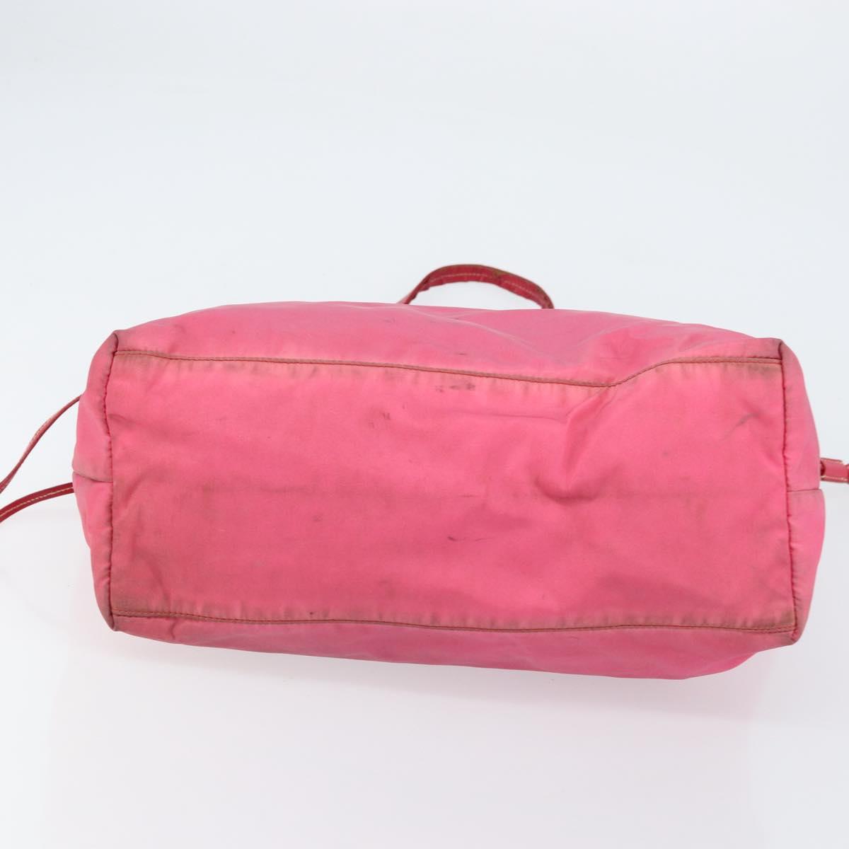 PRADA Tote Bag Nylon Pink Silver Auth 151499