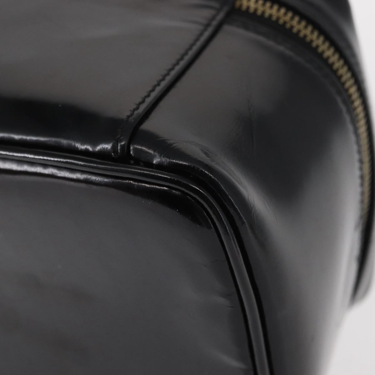 GUCCI Bamboo vanity Hand Bag Patent leather Black Gold 032 1705 0150 Auth 151500