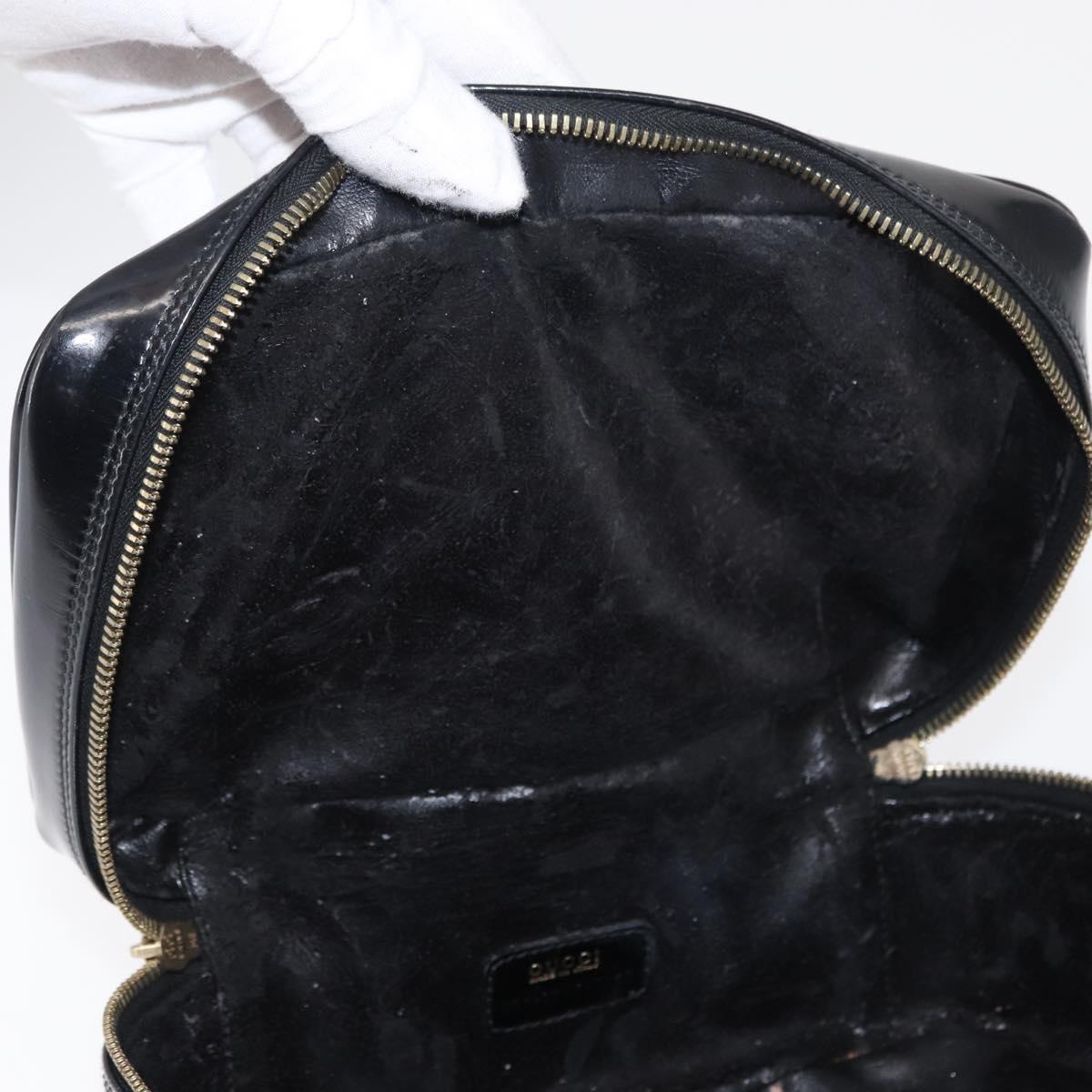 GUCCI Bamboo vanity Hand Bag Patent leather Black Gold 032 1705 0150 Auth 151500