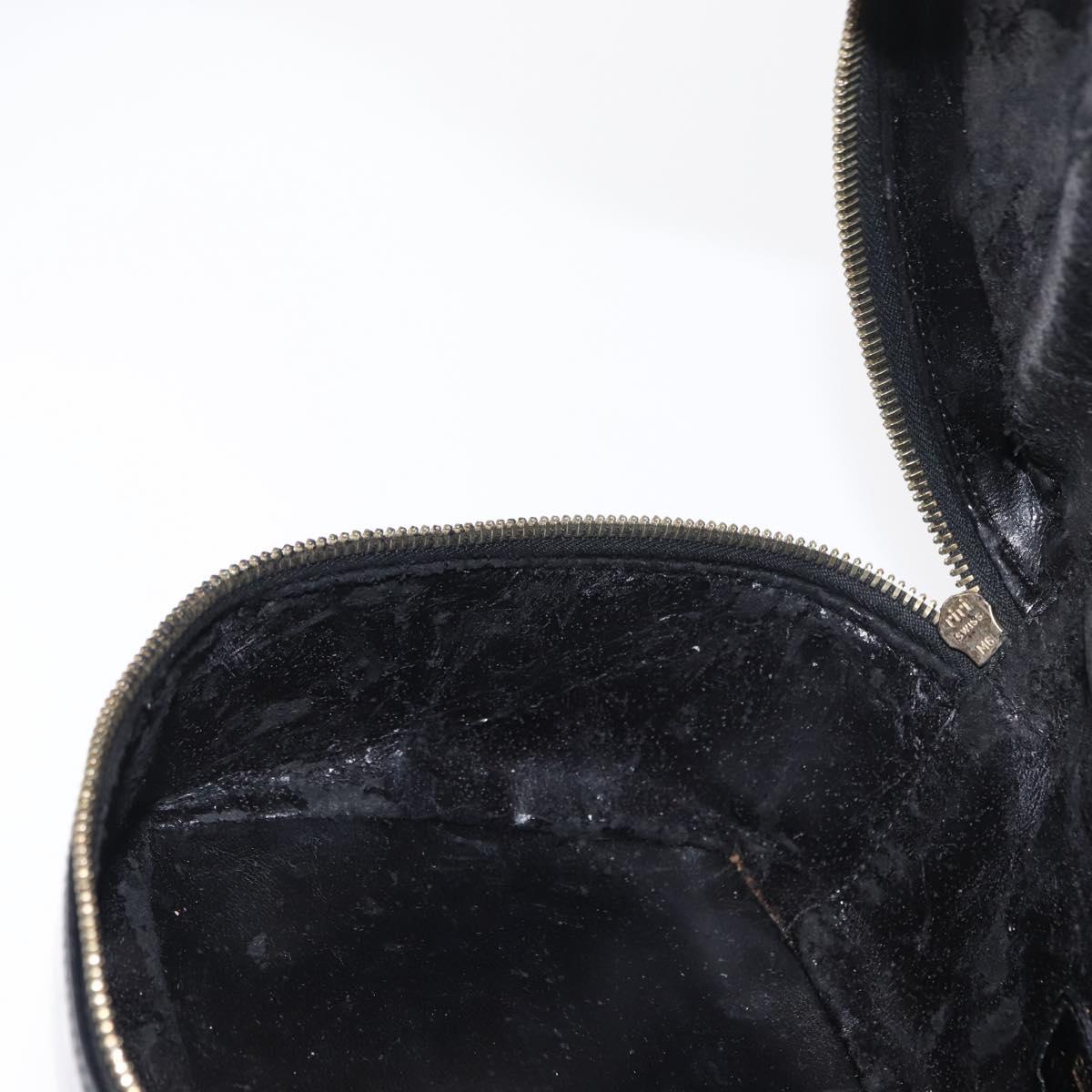 GUCCI Bamboo vanity Hand Bag Patent leather Black Gold 032 1705 0150 Auth 151500