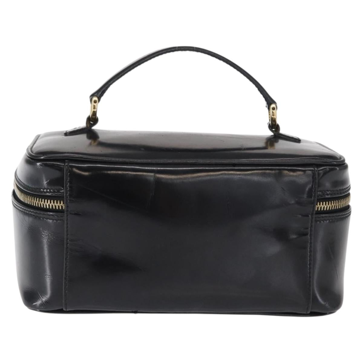 GUCCI Bamboo vanity Hand Bag Patent leather Black Gold 032 1705 0150 Auth 151500