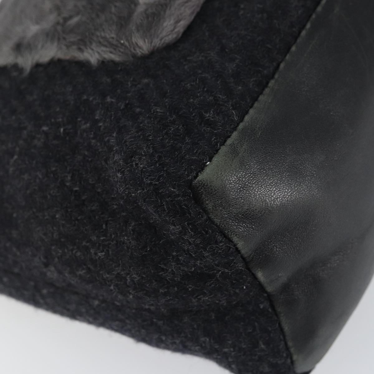 PRADA Shoulder Bag Wool Black Silver Auth 151503