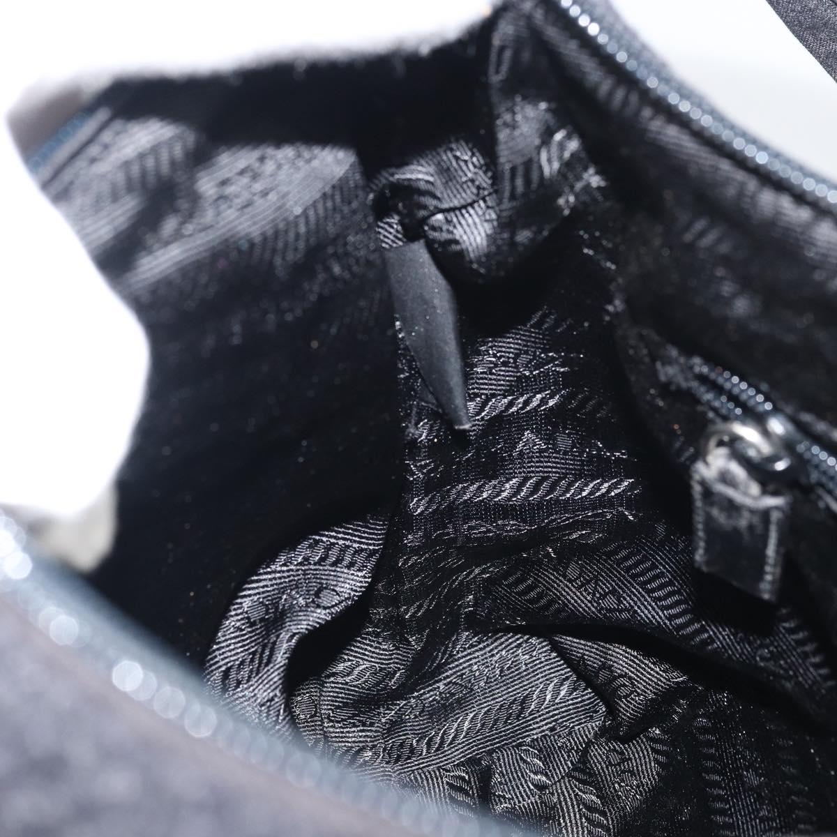PRADA Shoulder Bag Wool Black Silver Auth 151503