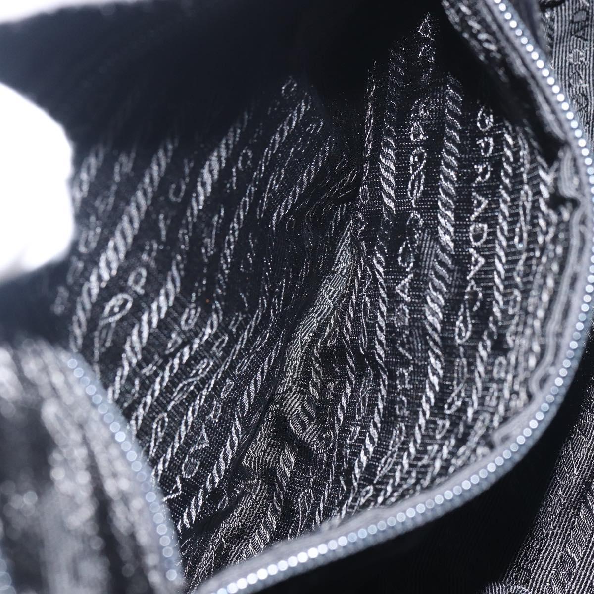 PRADA Shoulder Bag Wool Black Silver Auth 151503