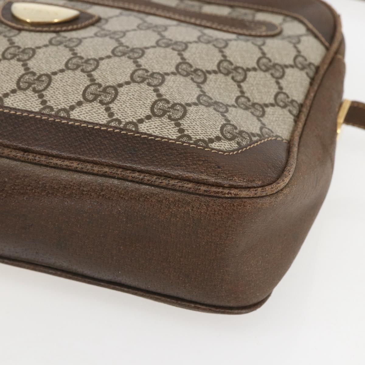 GUCCI GG Supreme Shoulder Bag PVC Beige Gold Auth 151504