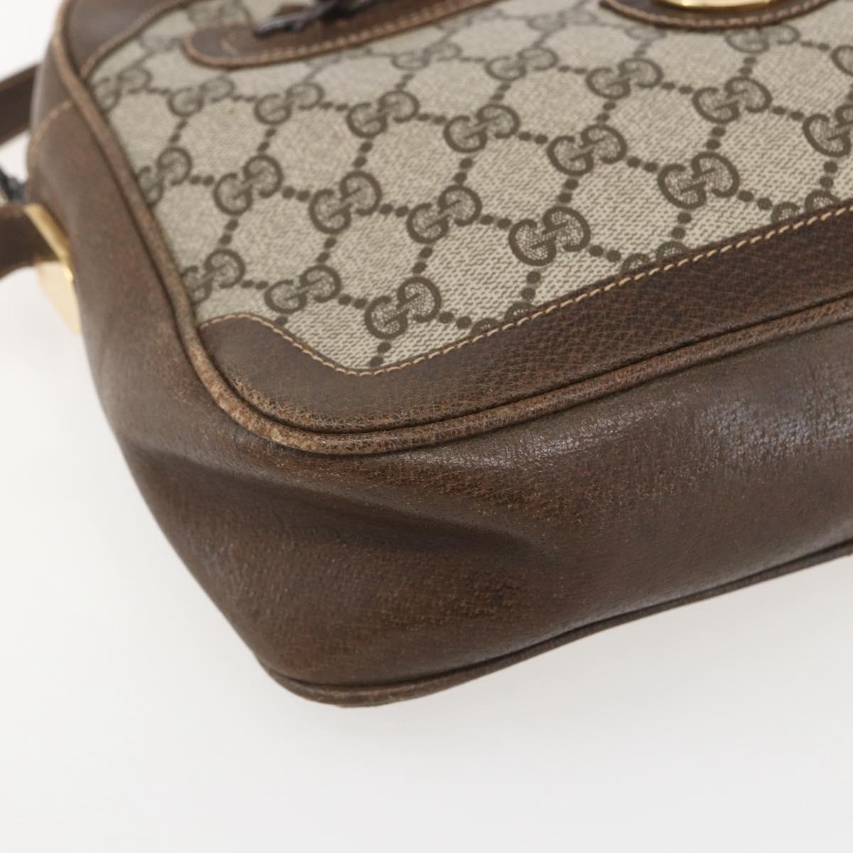 GUCCI GG Supreme Shoulder Bag PVC Beige Gold Auth 151504