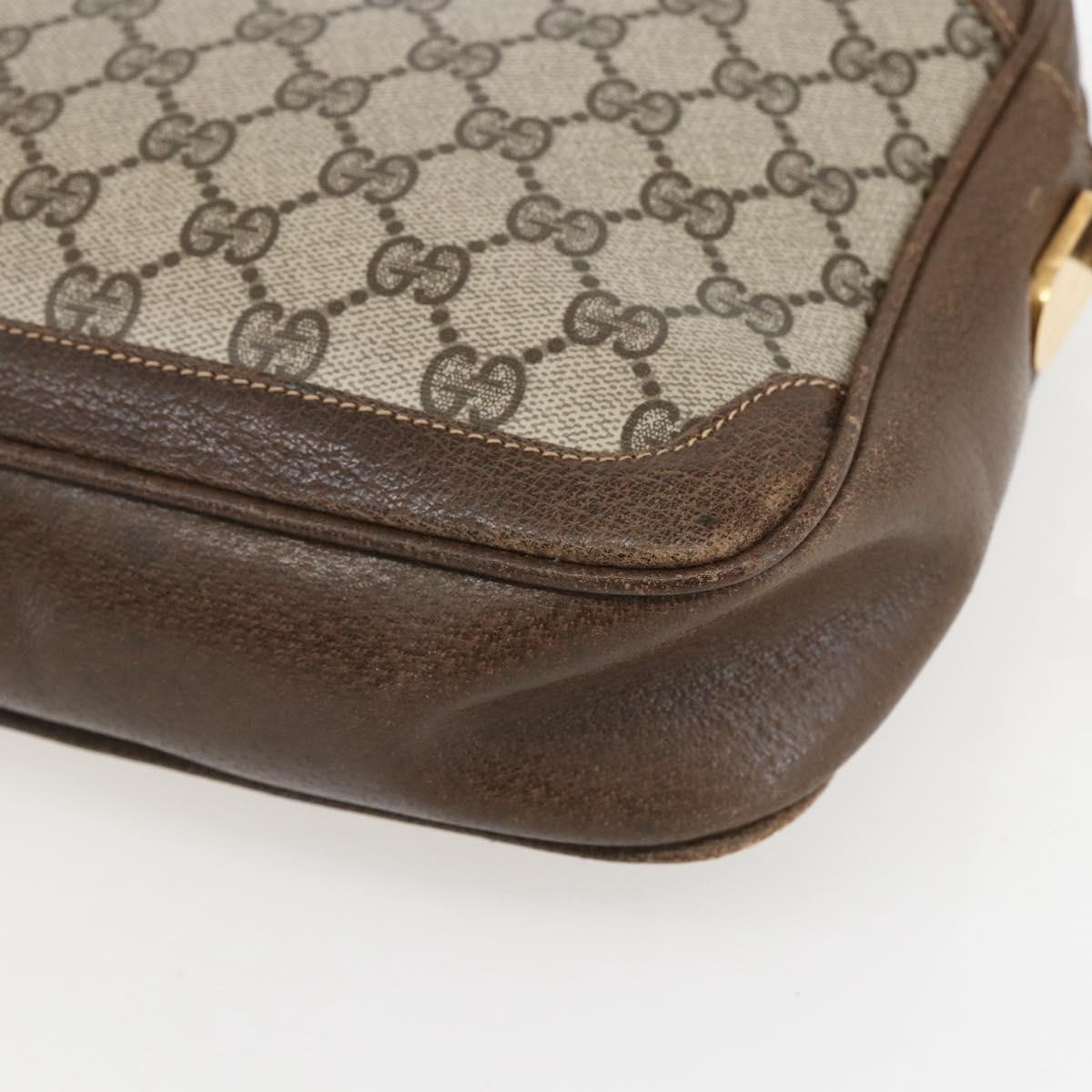 GUCCI GG Supreme Shoulder Bag PVC Beige Gold Auth 151504