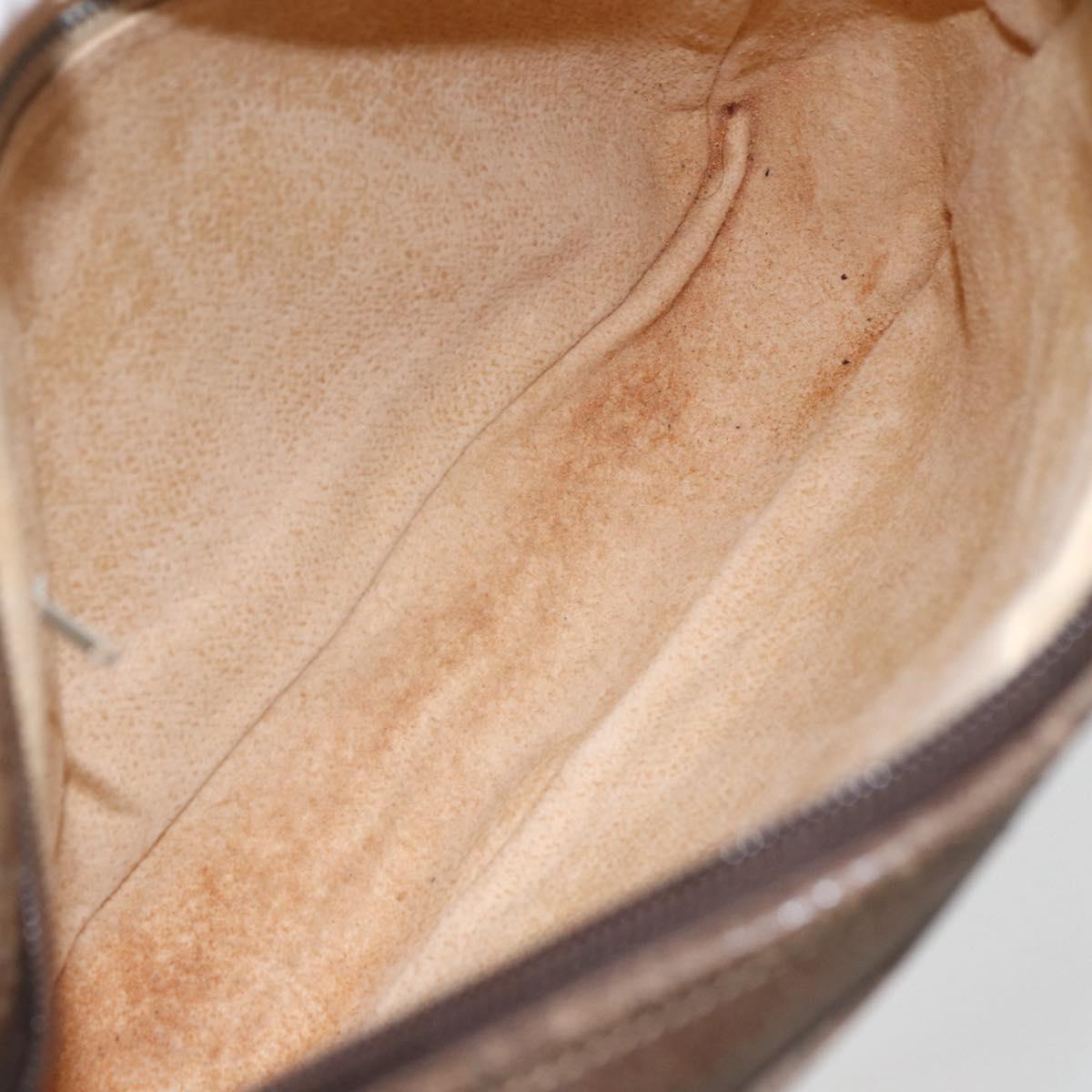 GUCCI GG Supreme Shoulder Bag PVC Beige Gold Auth 151504