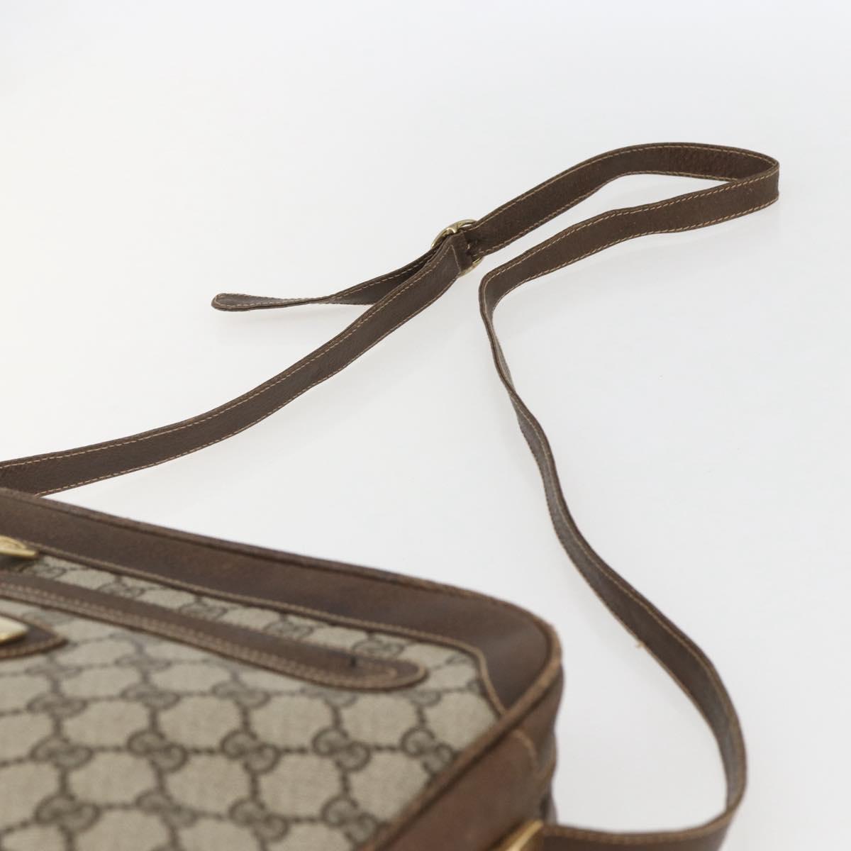 GUCCI GG Supreme Shoulder Bag PVC Beige Gold Auth 151504