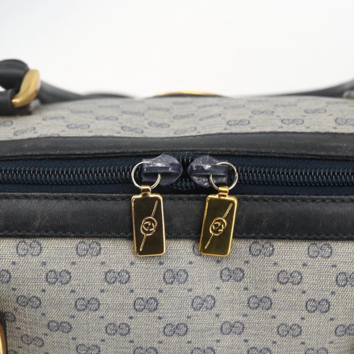 GUCCI Micro GG Supreme Hand Bag PVC Navy Gold 002 58 0033 Auth 151506