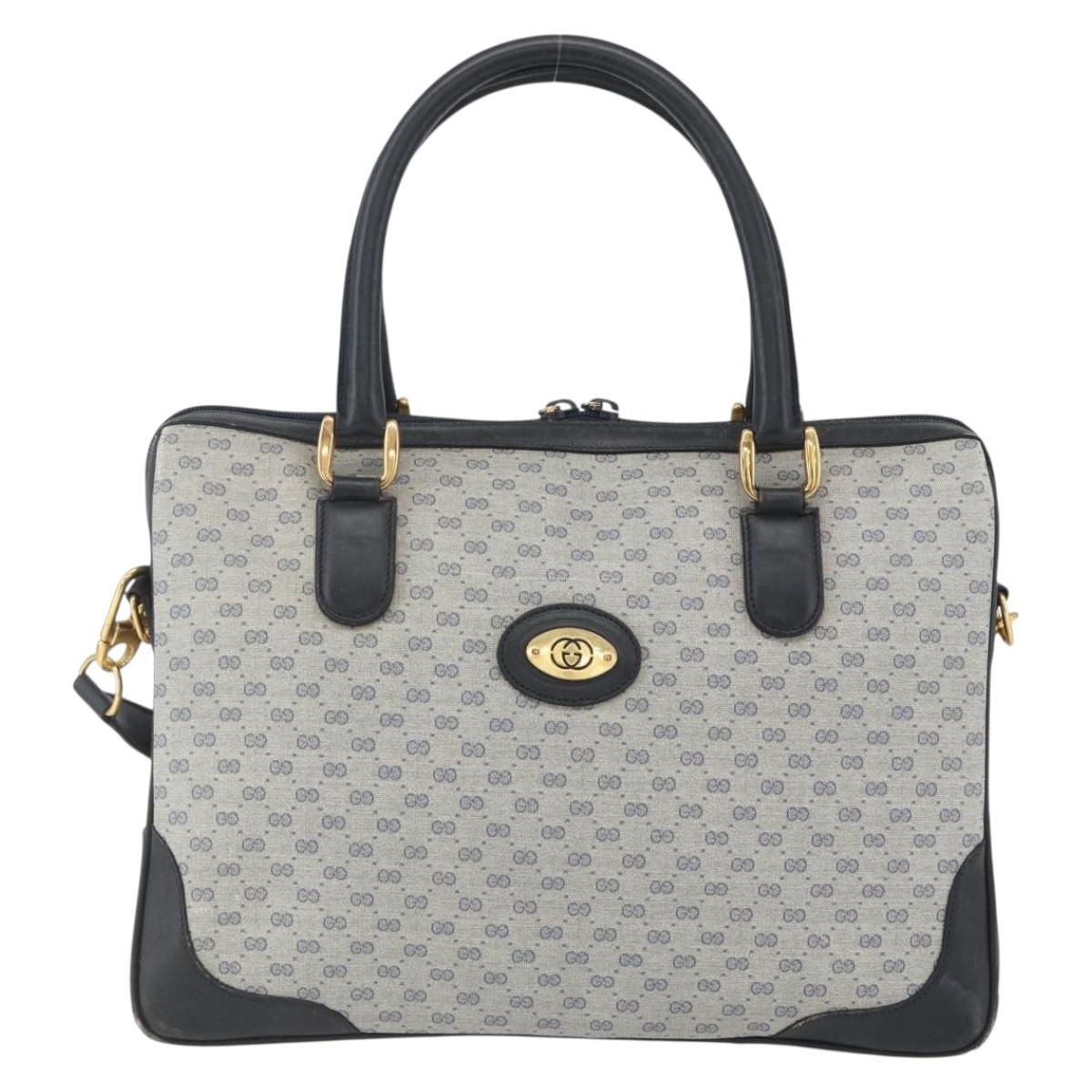 GUCCI Micro GG Supreme Hand Bag PVC Navy Gold 002 58 0033 Auth 151506