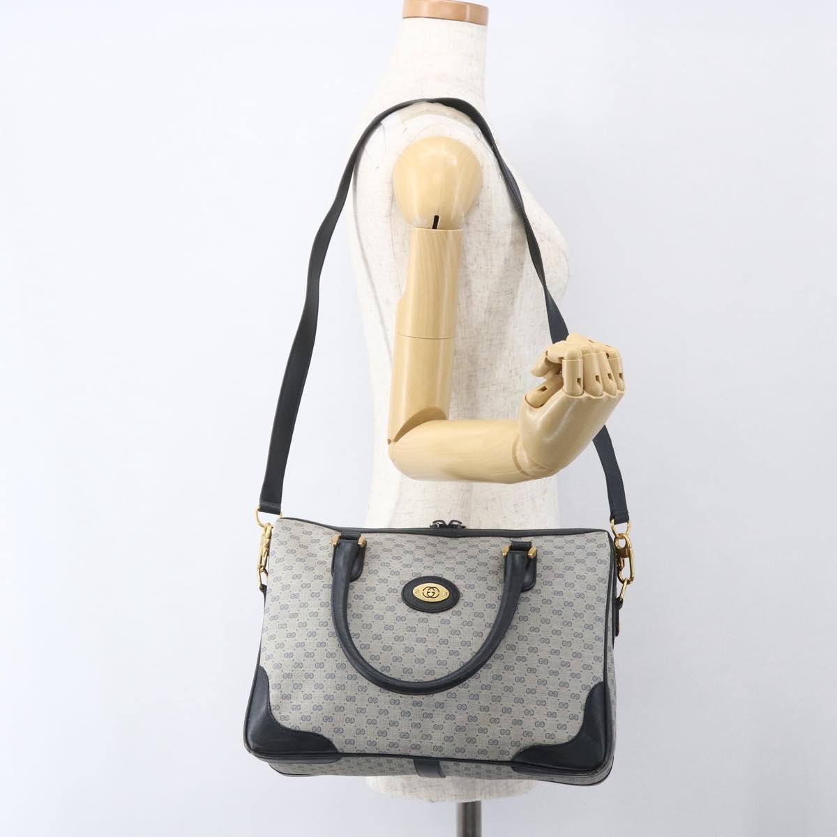 GUCCI Micro GG Supreme Hand Bag PVC Navy Gold 002 58 0033 Auth 151506