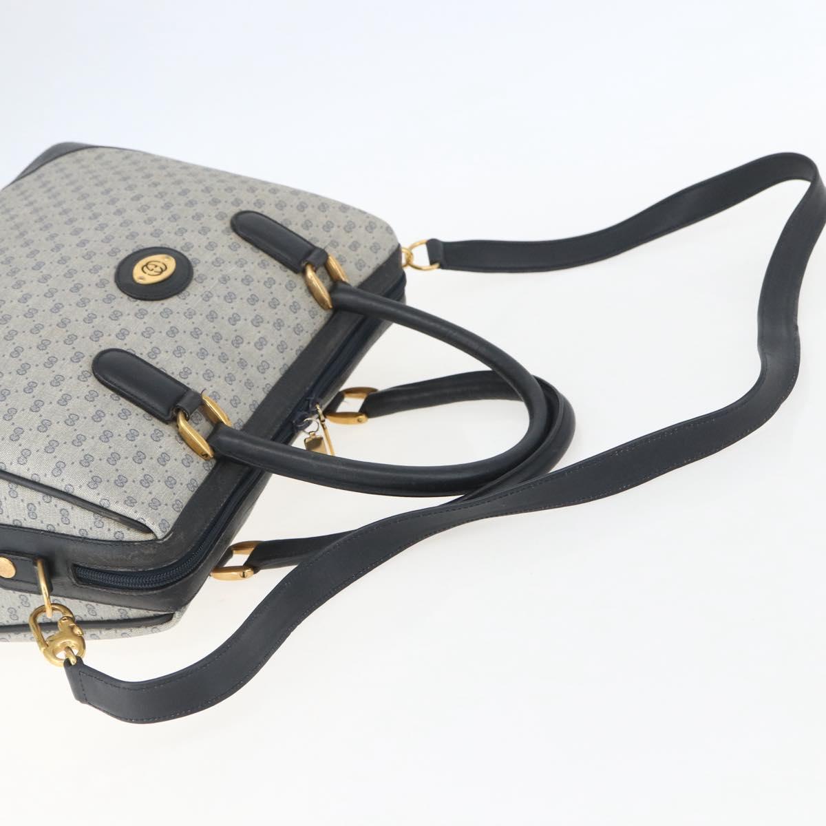 GUCCI Micro GG Supreme Hand Bag PVC Navy Gold 002 58 0033 Auth 151506
