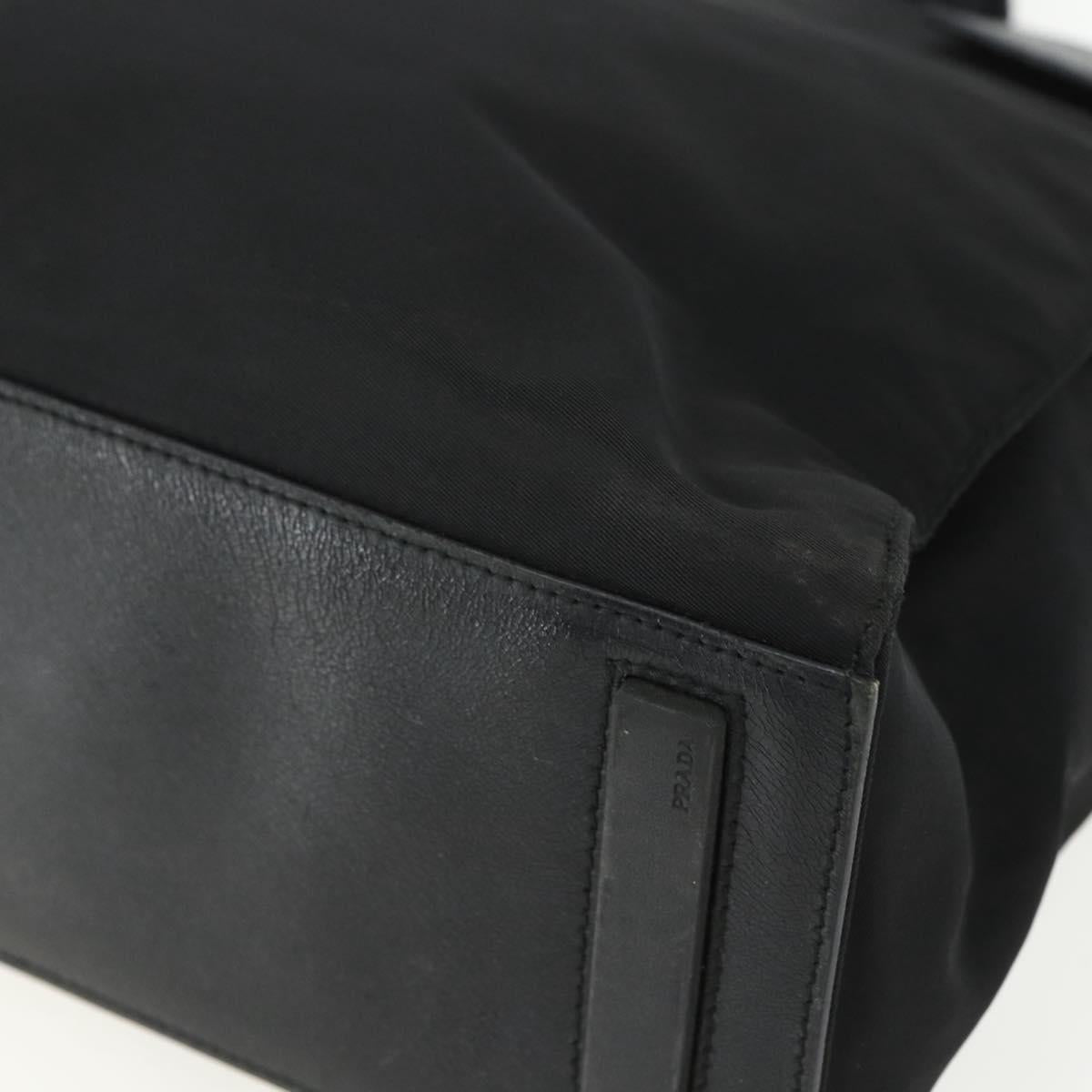 PRADA Tote Bag Nylon Black Silver Auth 151507