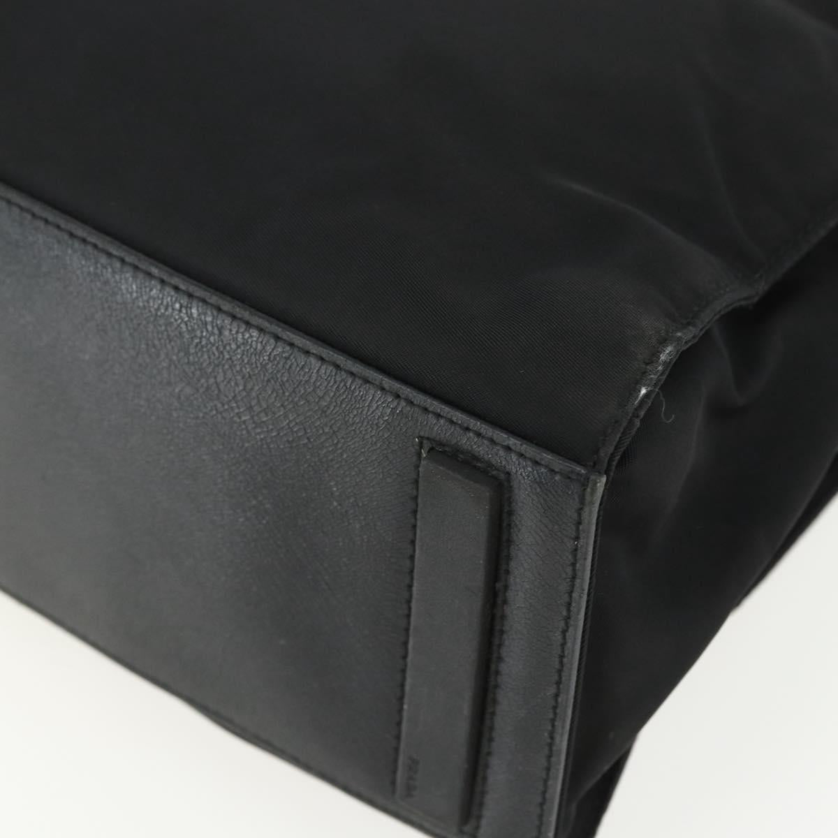 PRADA Tote Bag Nylon Black Silver Auth 151507