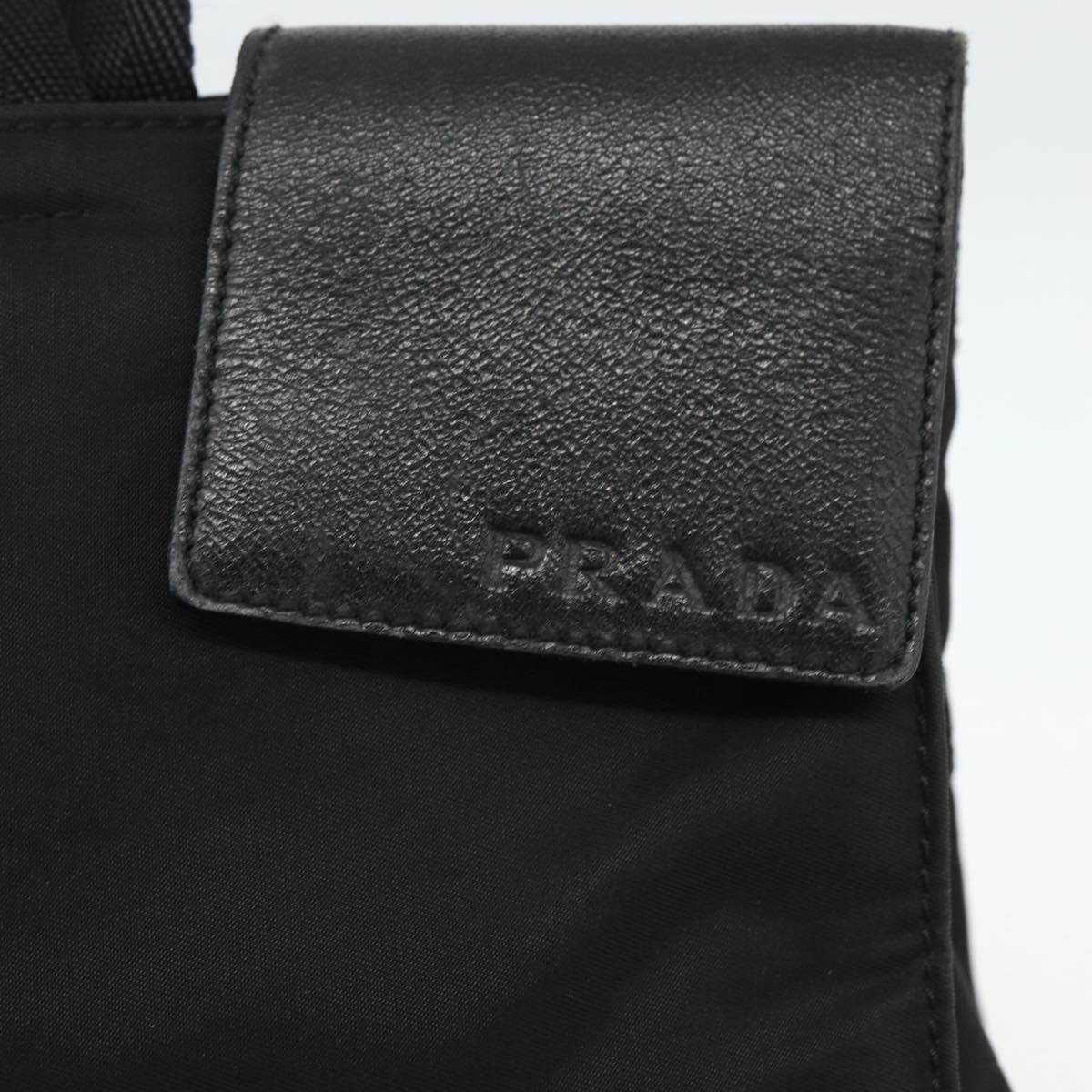 PRADA Tote Bag Nylon Black Silver Auth 151507