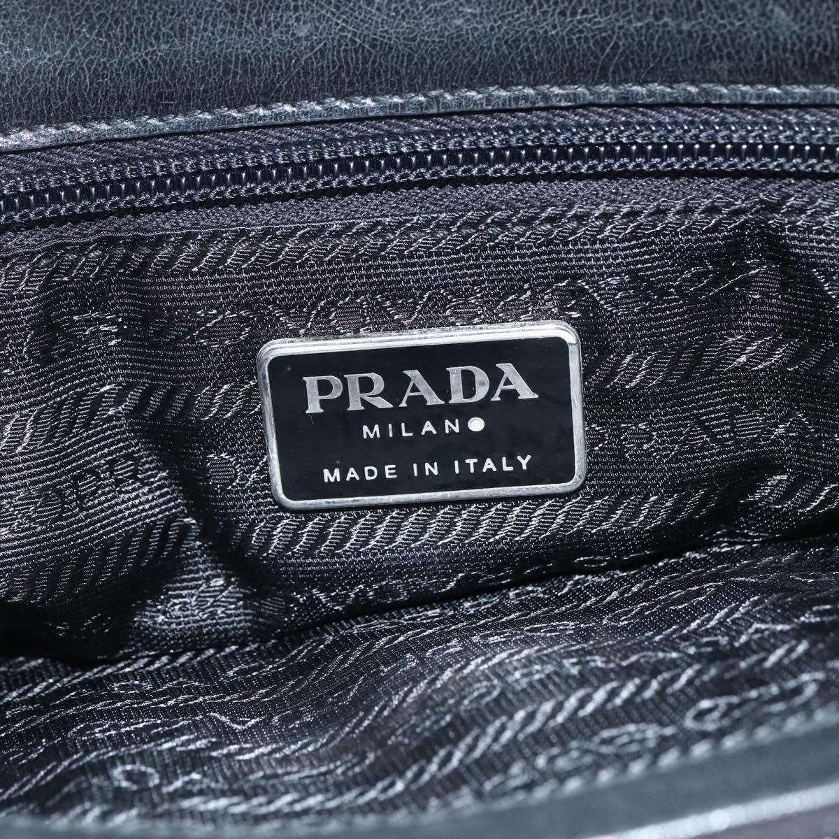 PRADA Tote Bag Nylon Black Silver Auth 151507