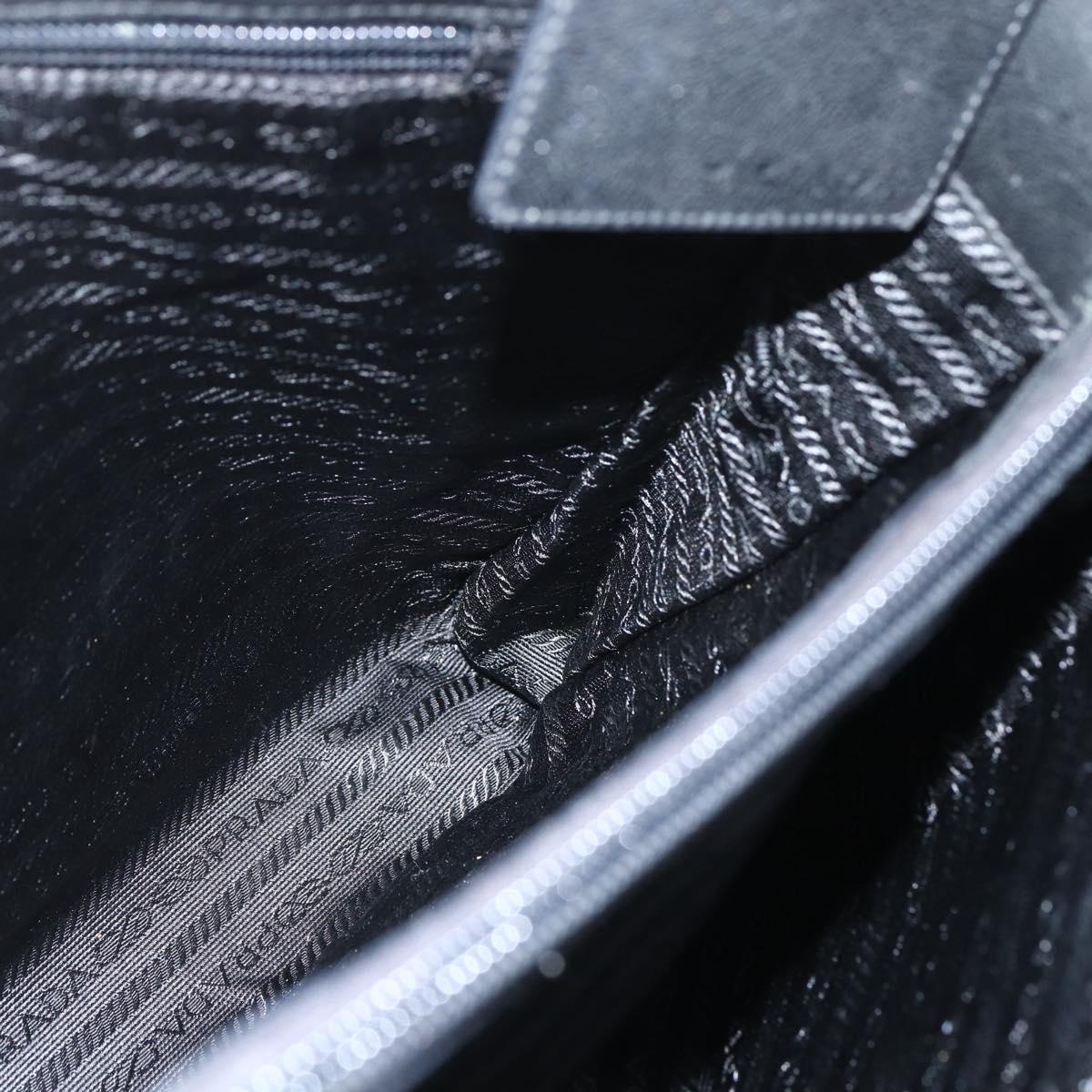 PRADA Tote Bag Nylon Black Silver Auth 151507