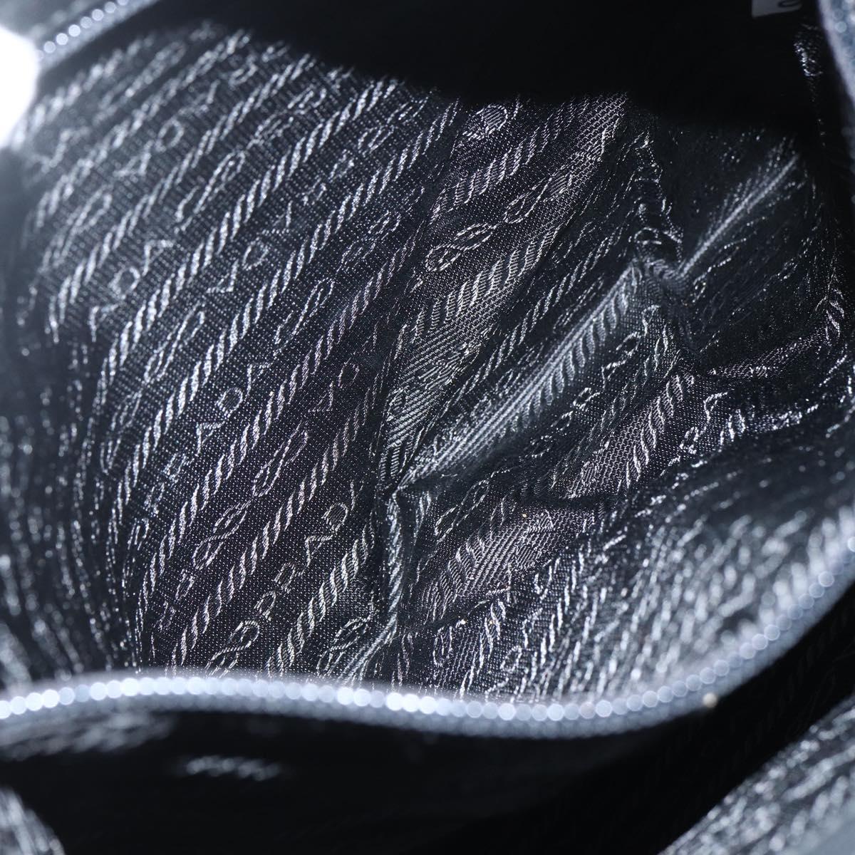 PRADA Tote Bag Nylon Black Silver Auth 151507