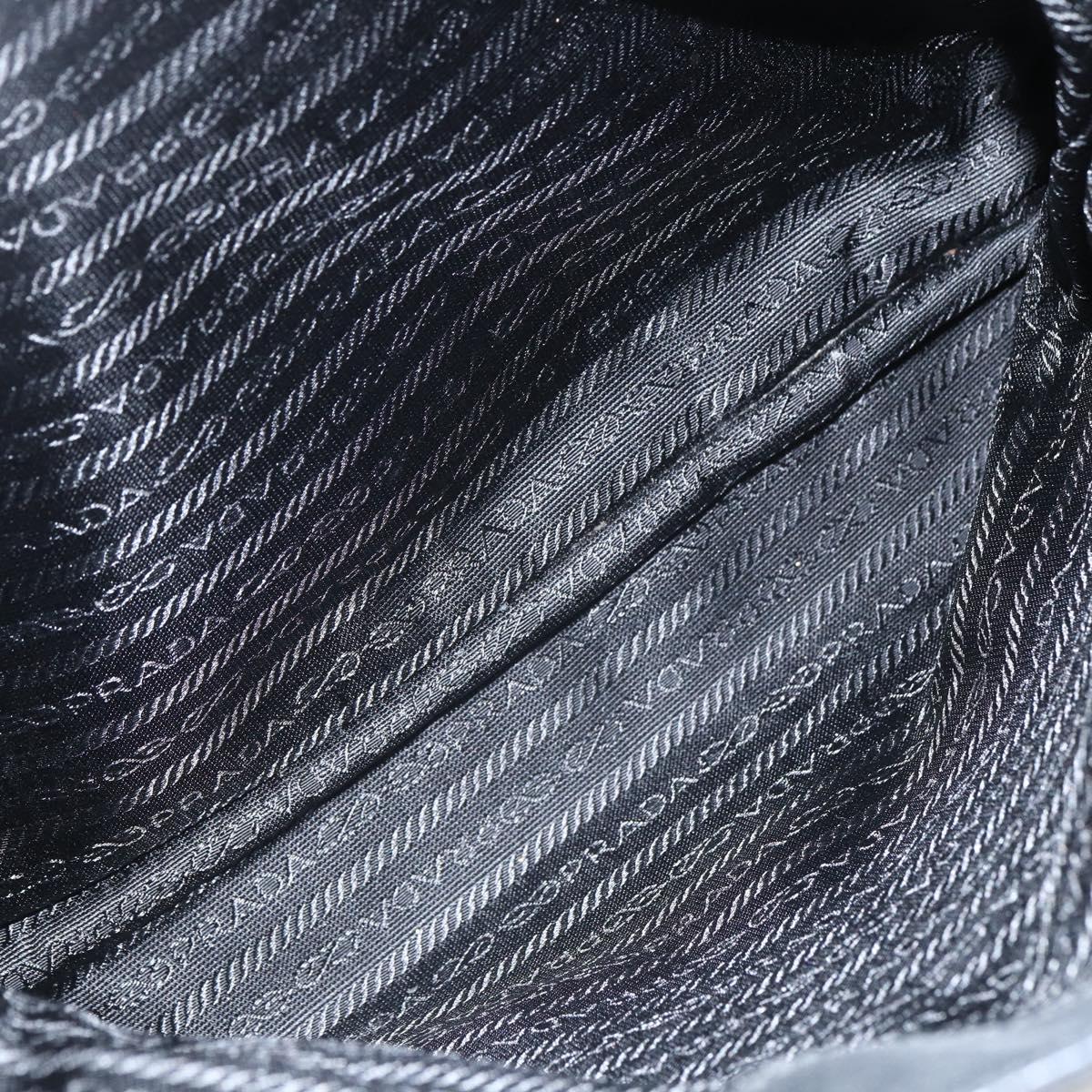 PRADA Tote Bag Nylon Black Silver Auth 151507