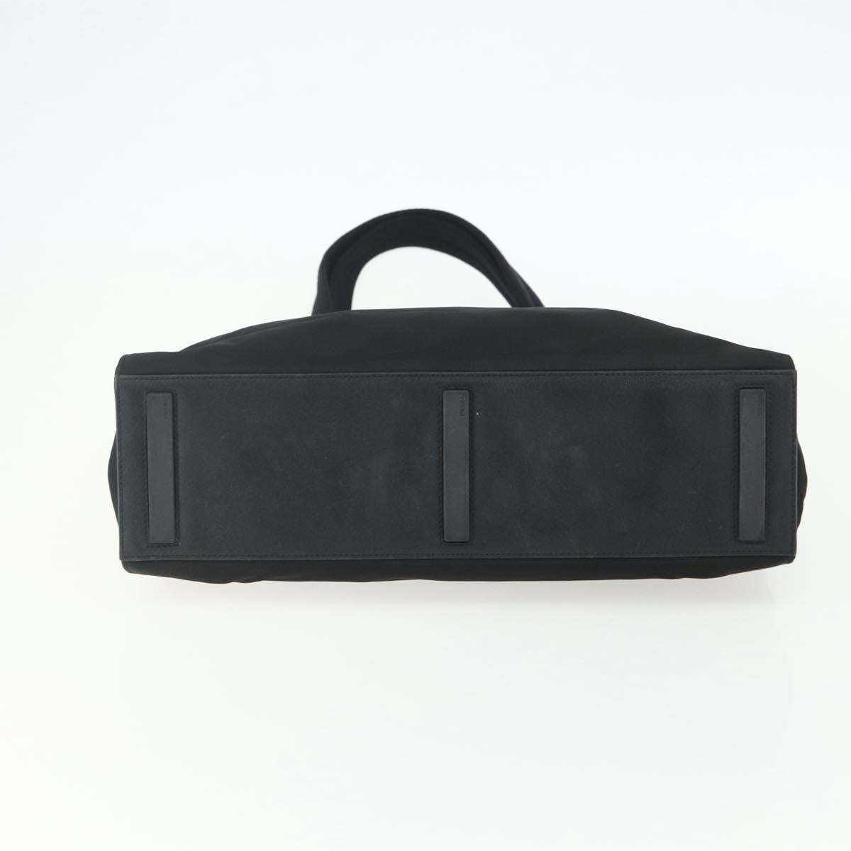 PRADA Tote Bag Nylon Black Silver Auth 151507