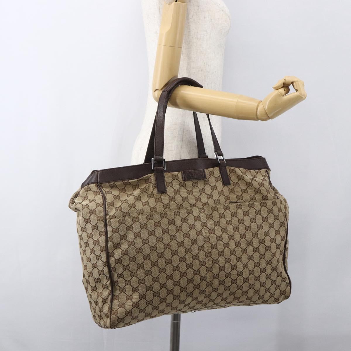 GUCCI GG Canvas Tote Bag Beige Silver 153213 Auth 151508