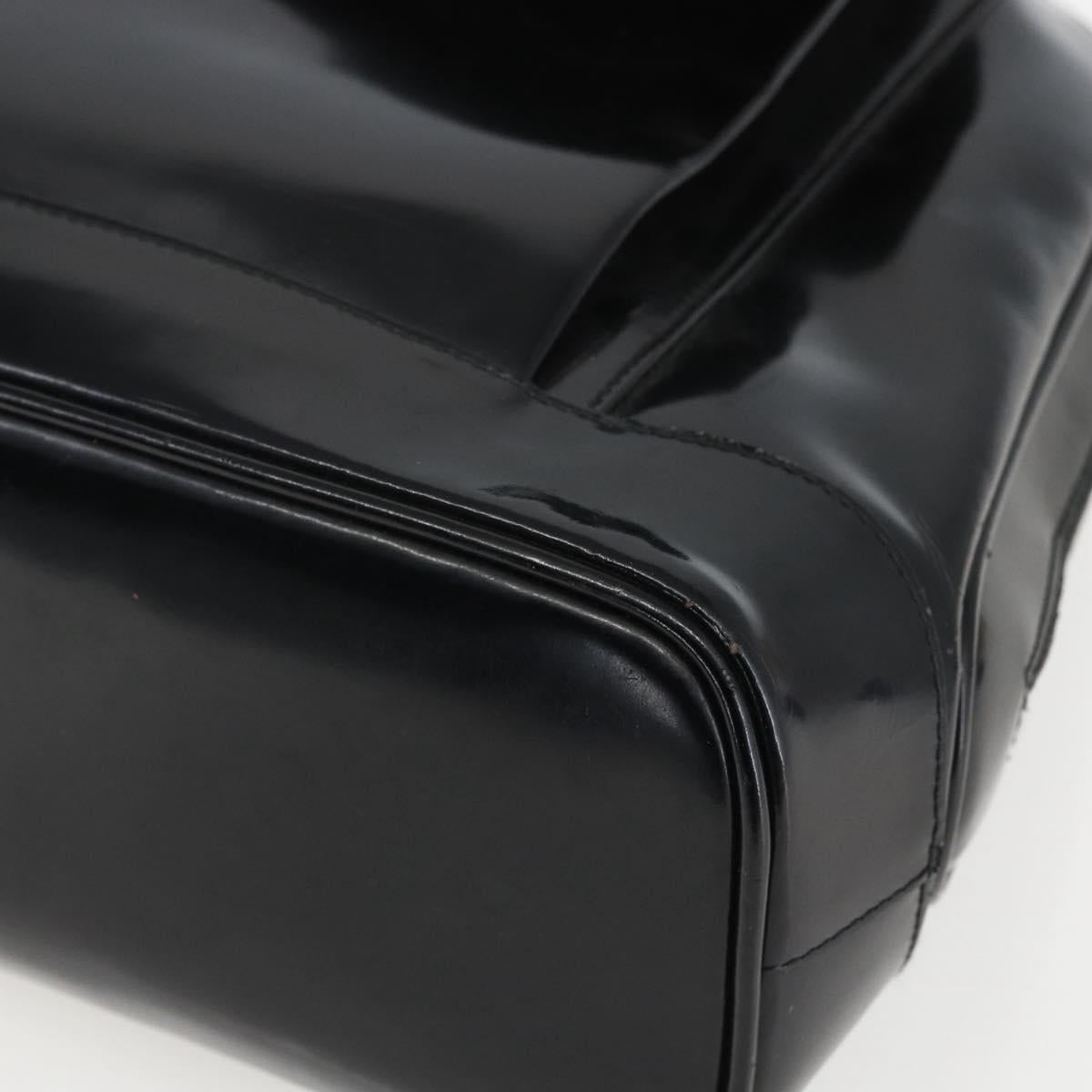 GUCCI Bamboo Shoulder Bag Patent leather Black Gold 001 2214 1649 Auth 151510