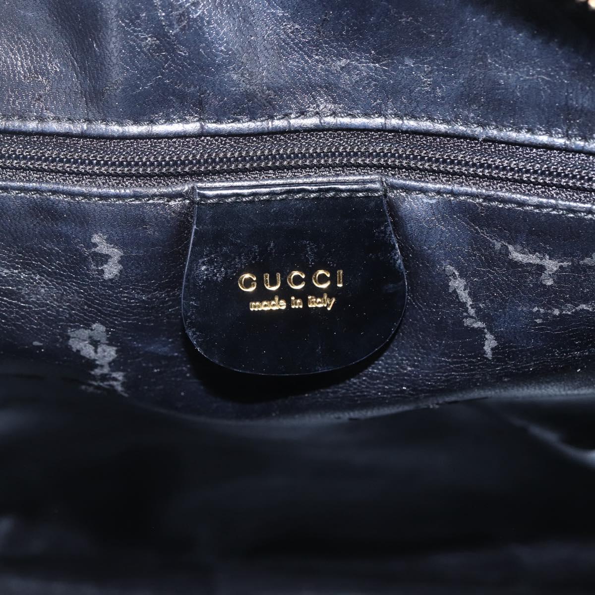 GUCCI Bamboo Shoulder Bag Patent leather Black Gold 001 2214 1649 Auth 151510
