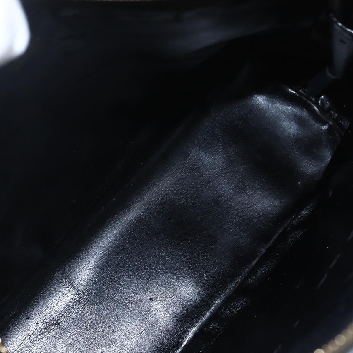 GUCCI Bamboo Shoulder Bag Patent leather Black Gold 001 2214 1649 Auth 151510