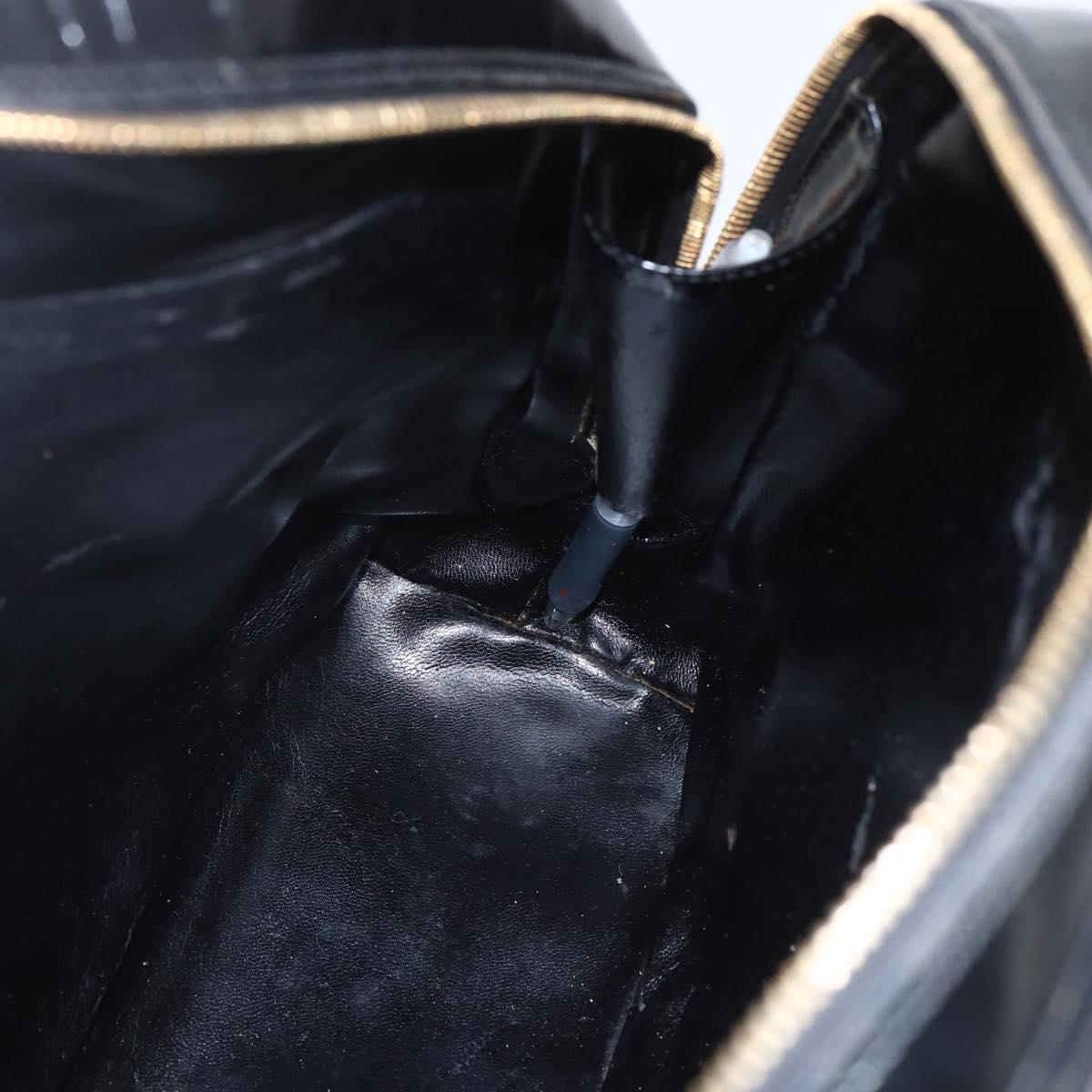 GUCCI Bamboo Shoulder Bag Patent leather Black Gold 001 2214 1649 Auth 151510