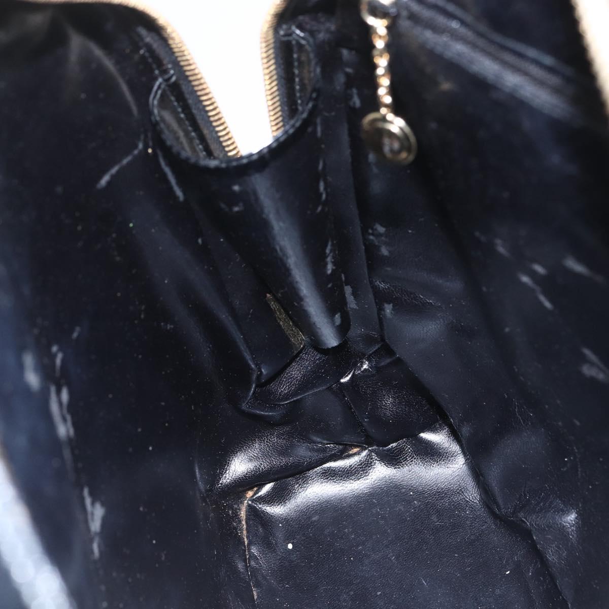 GUCCI Bamboo Shoulder Bag Patent leather Black Gold 001 2214 1649 Auth 151510