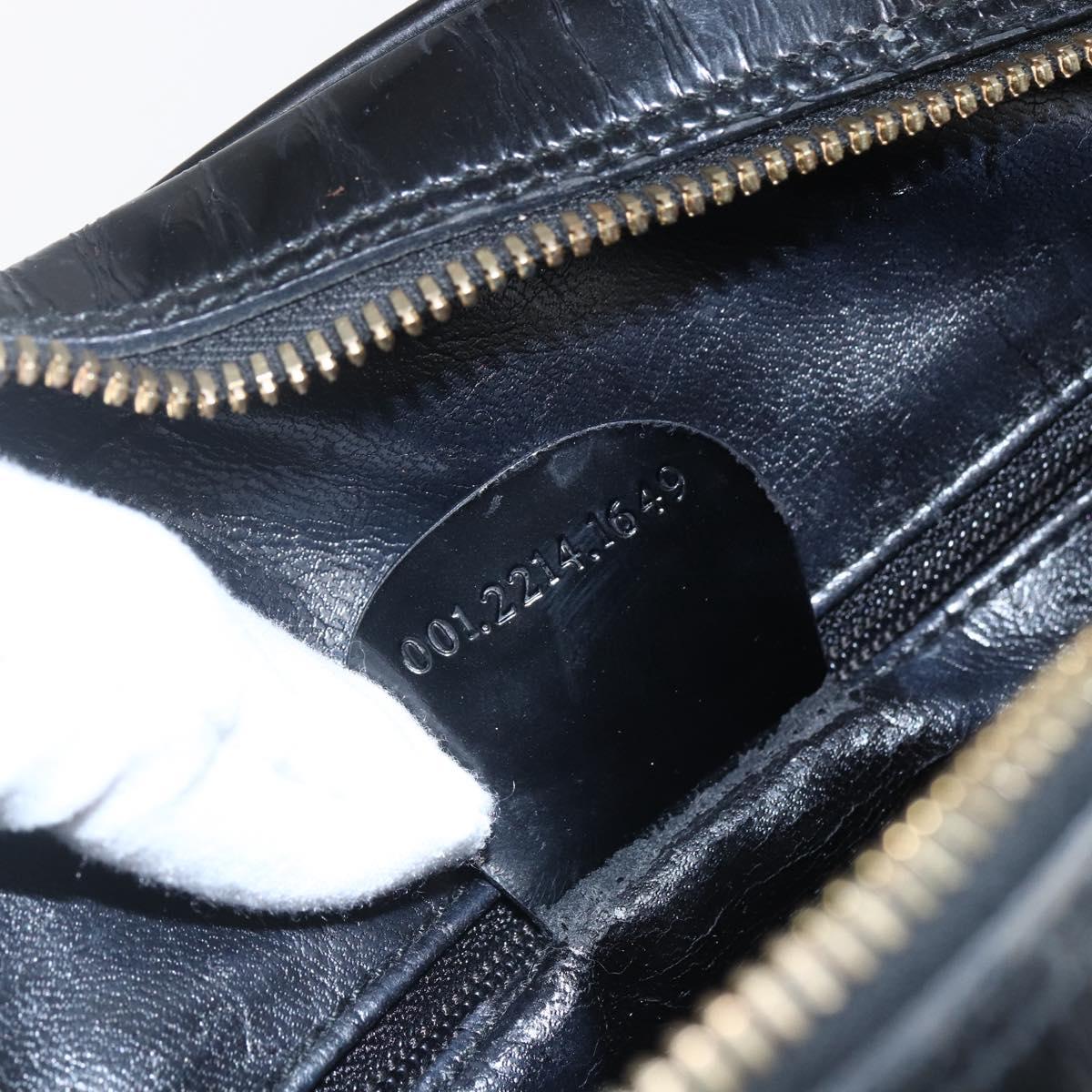 GUCCI Bamboo Shoulder Bag Patent leather Black Gold 001 2214 1649 Auth 151510