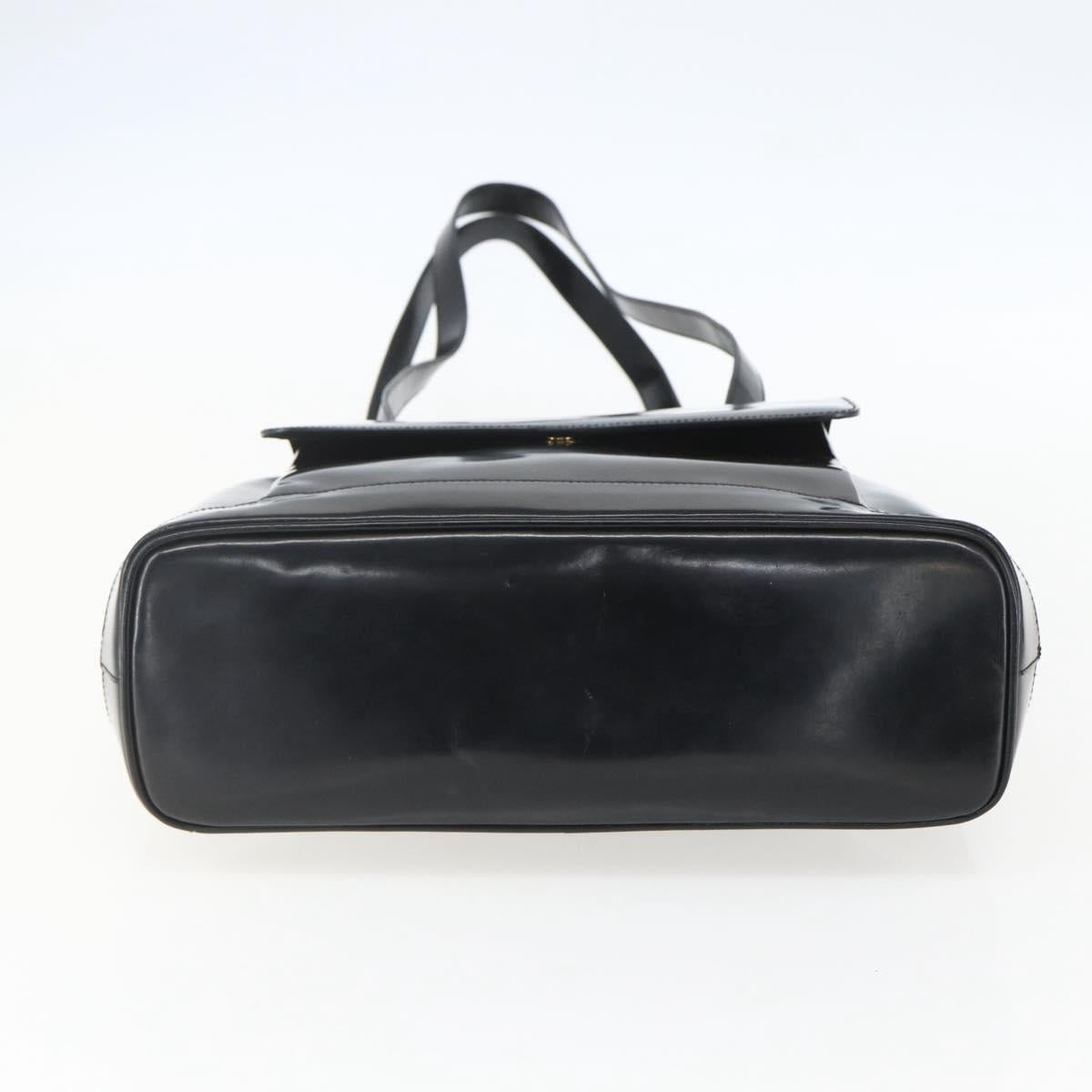 GUCCI Bamboo Shoulder Bag Patent leather Black Gold 001 2214 1649 Auth 151510