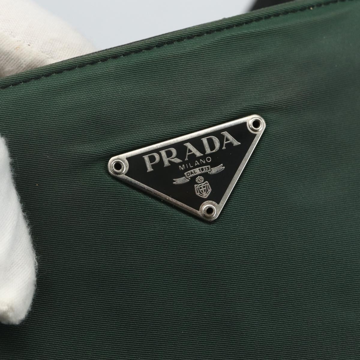 PRADA Tote Bag Nylon Green Silver Auth 151513