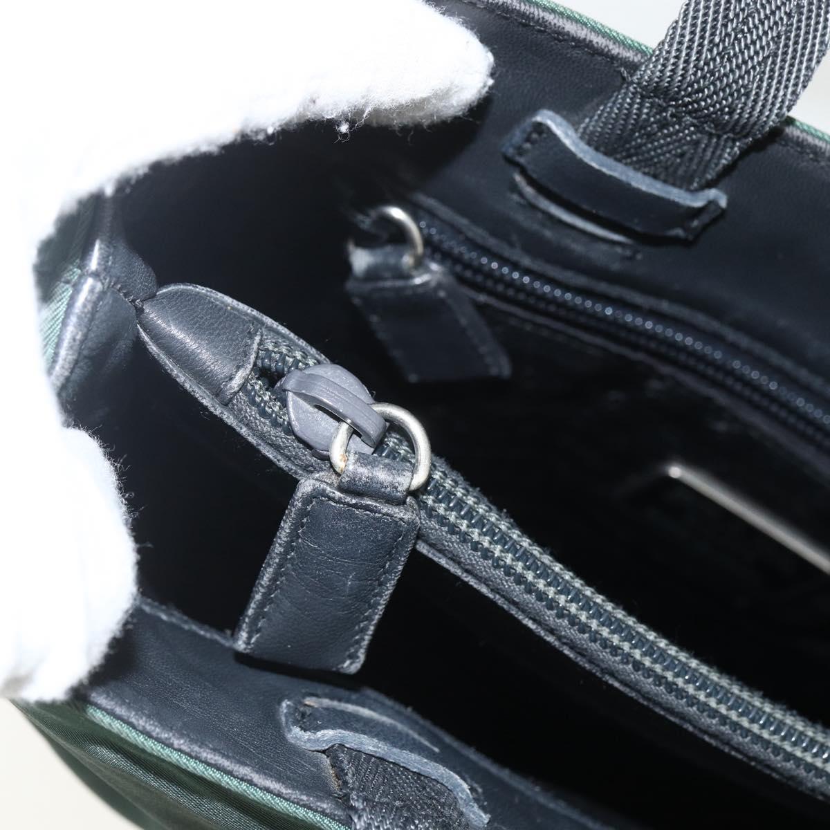 PRADA Tote Bag Nylon Green Silver Auth 151513