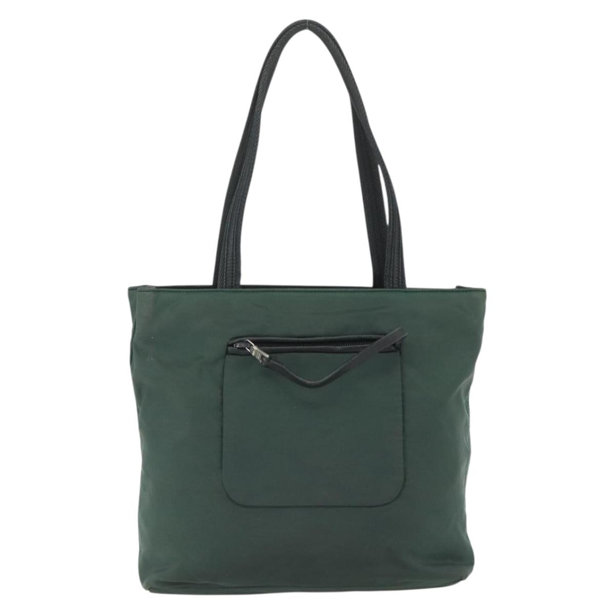 PRADA Tote Bag Nylon Green Silver Auth 151513