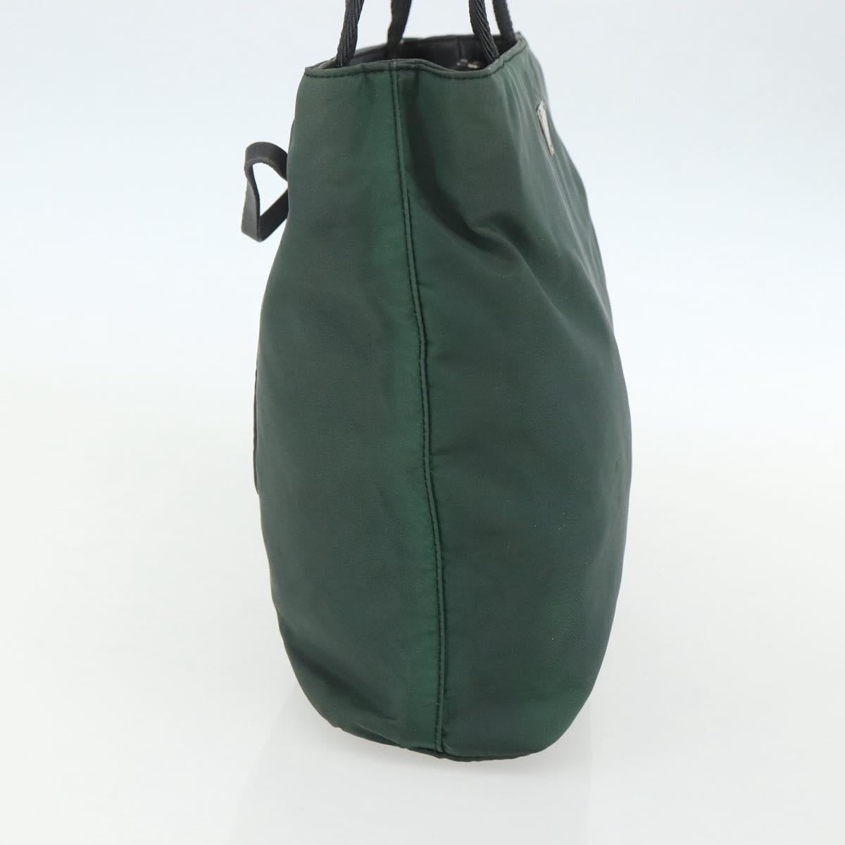 PRADA Tote Bag Nylon Green Silver Auth 151513