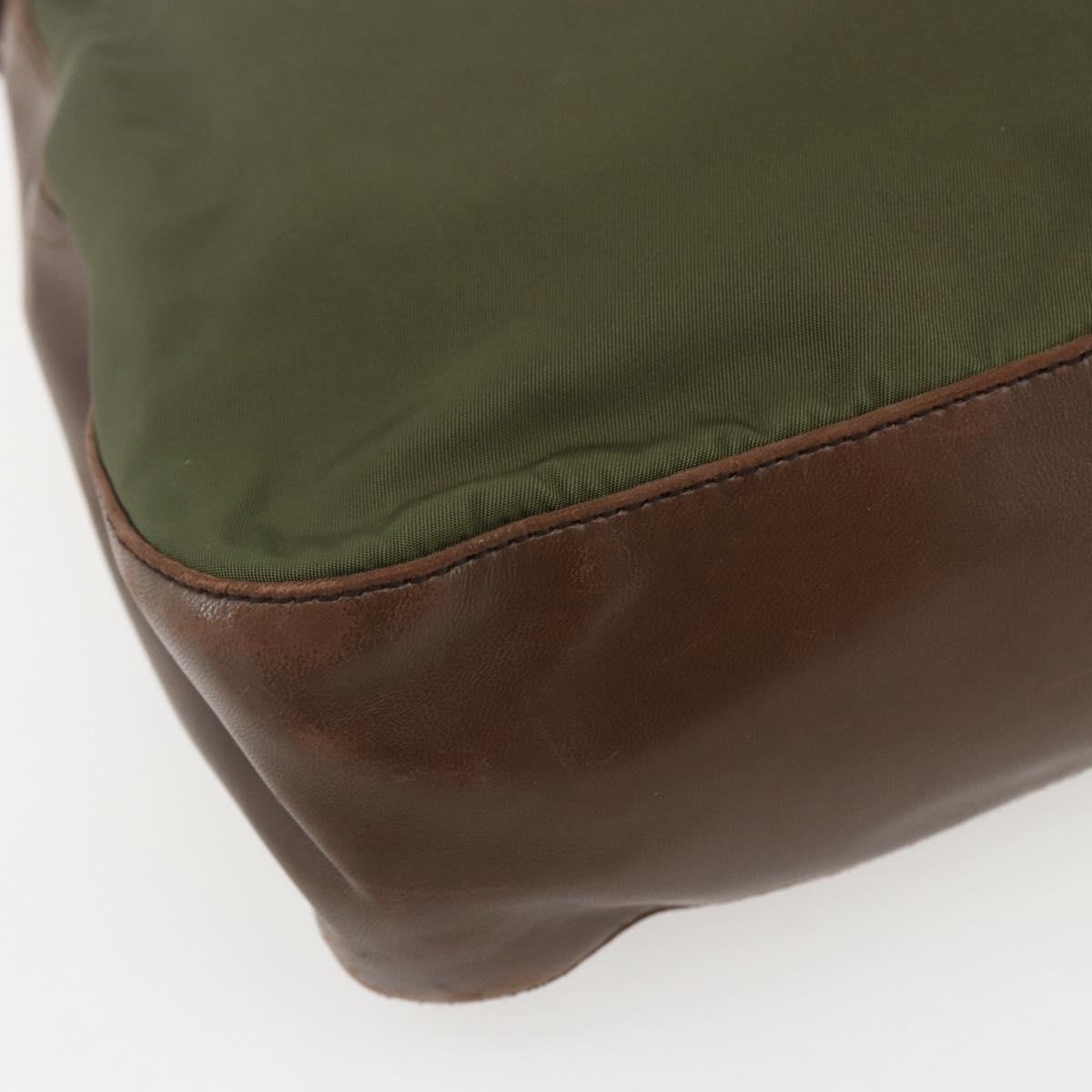 PRADA Shoulder Bag Nylon Green Silver Auth 151514
