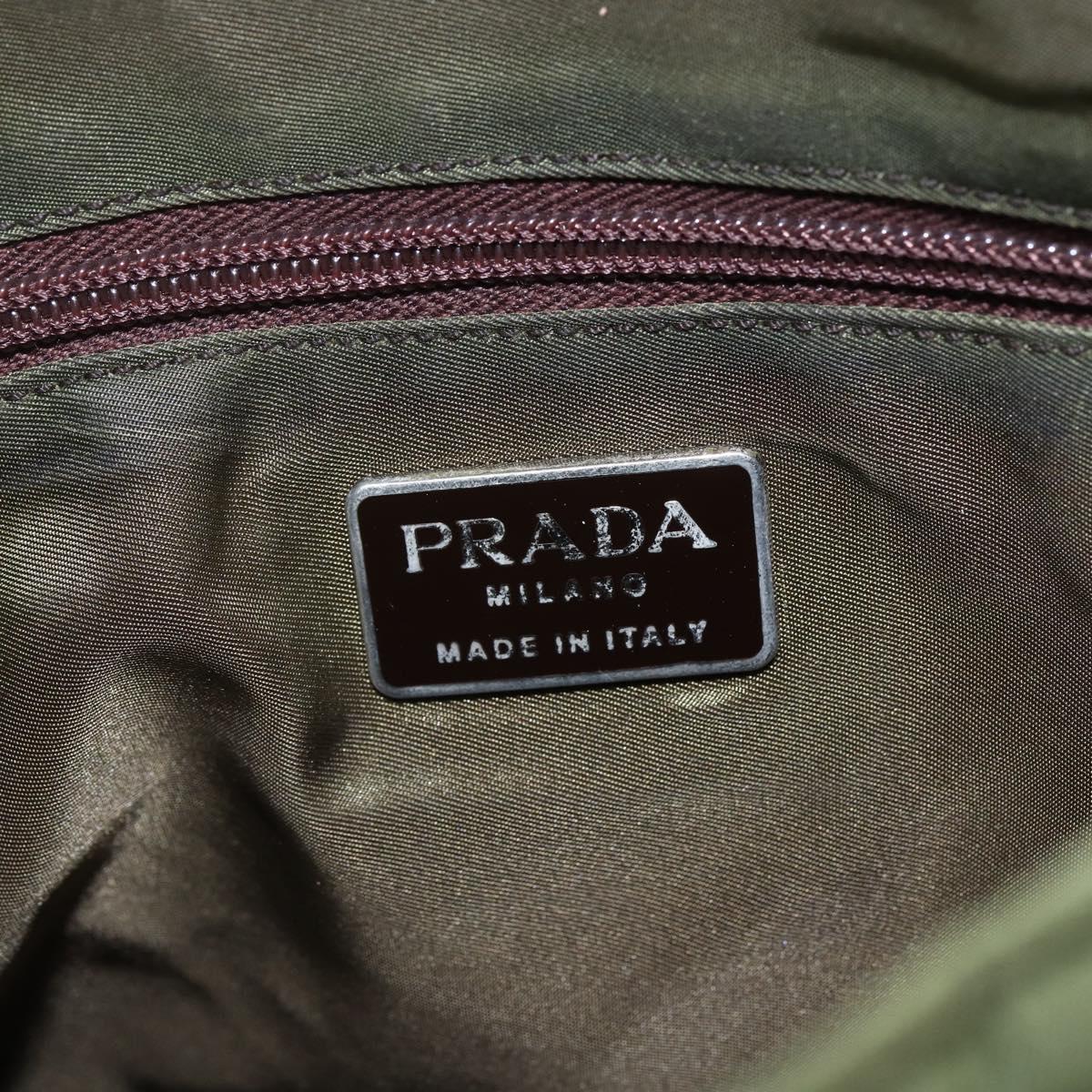 PRADA Shoulder Bag Nylon Green Silver Auth 151514