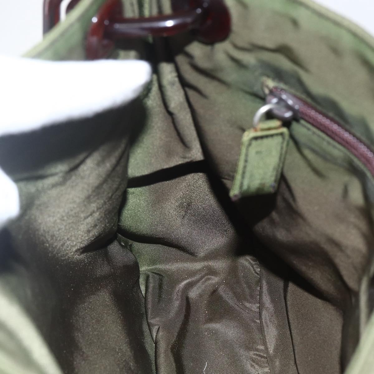 PRADA Shoulder Bag Nylon Green Silver Auth 151514