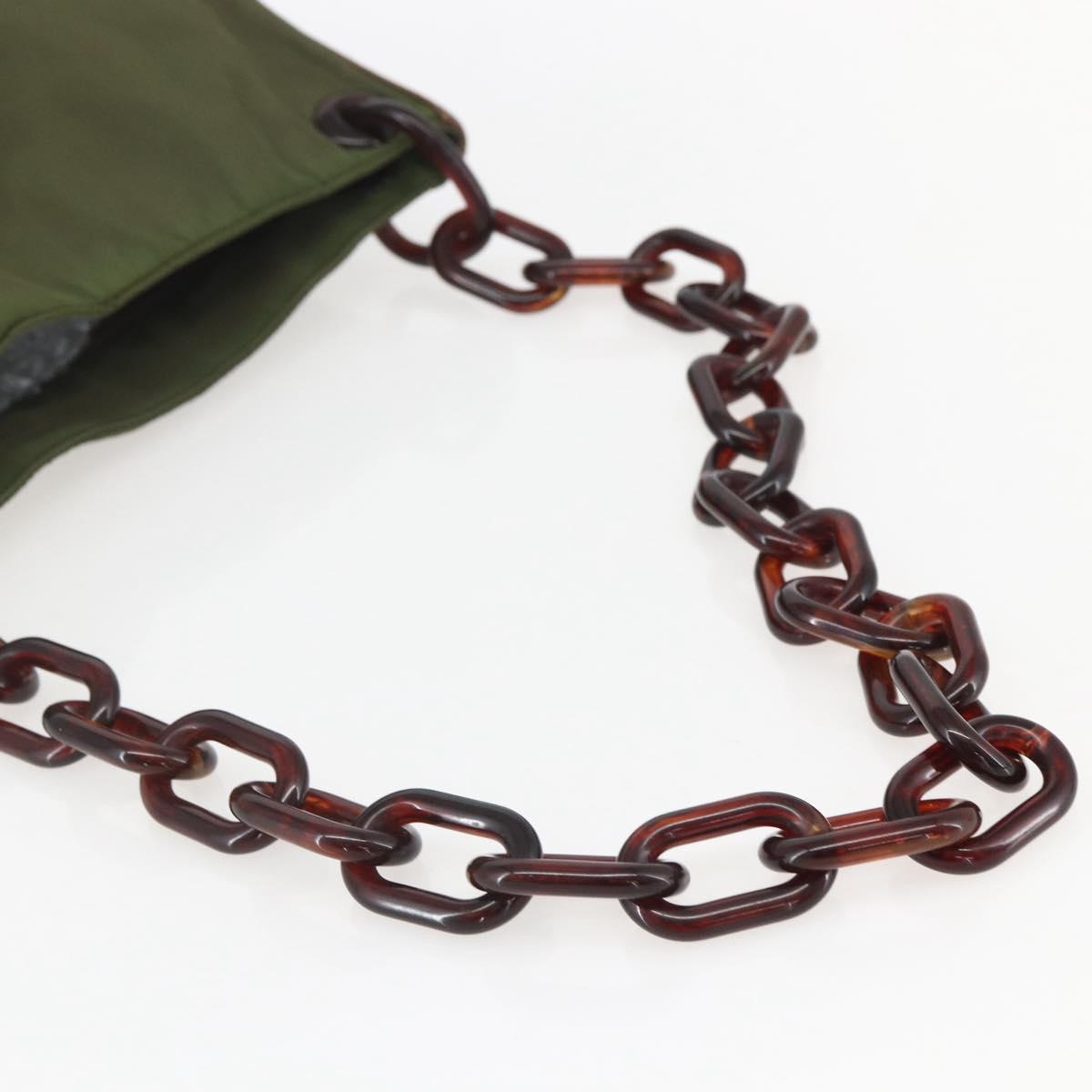 PRADA Shoulder Bag Nylon Green Silver Auth 151514