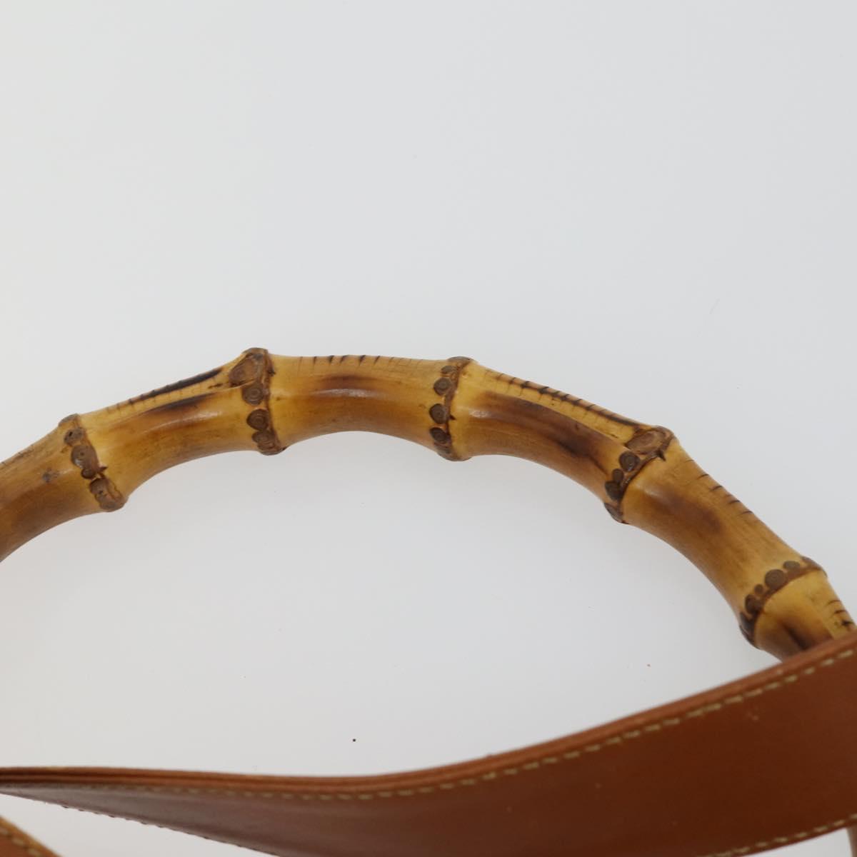 GUCCI Bamboo Shoulder Bag Leather 2way Brown Gold Auth 151516