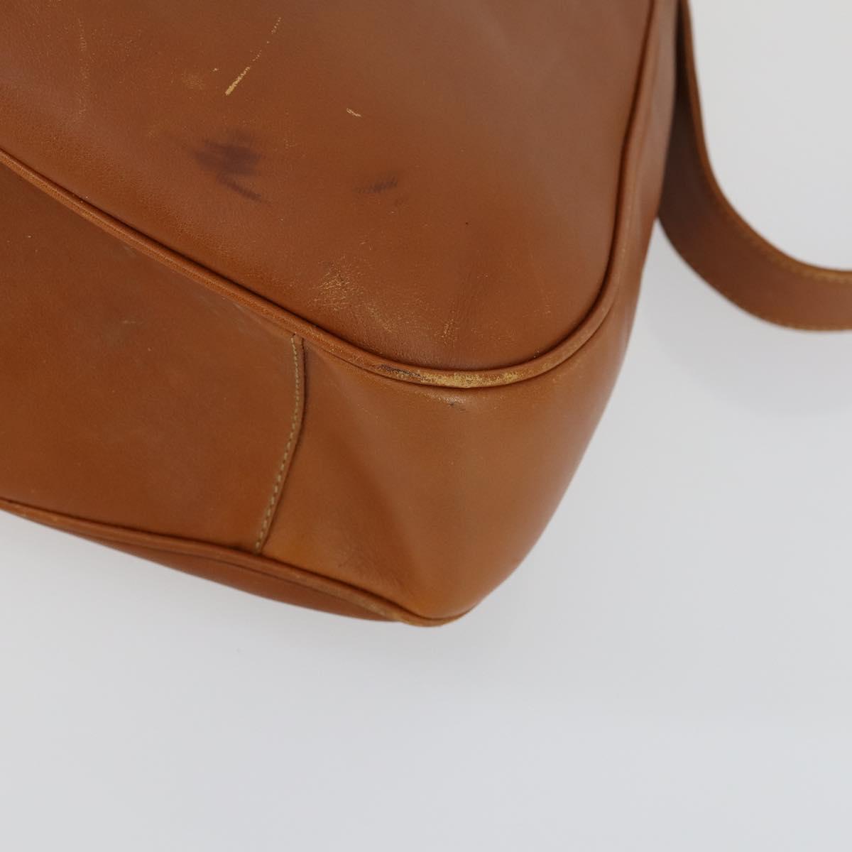 GUCCI Bamboo Shoulder Bag Leather 2way Brown Gold Auth 151516