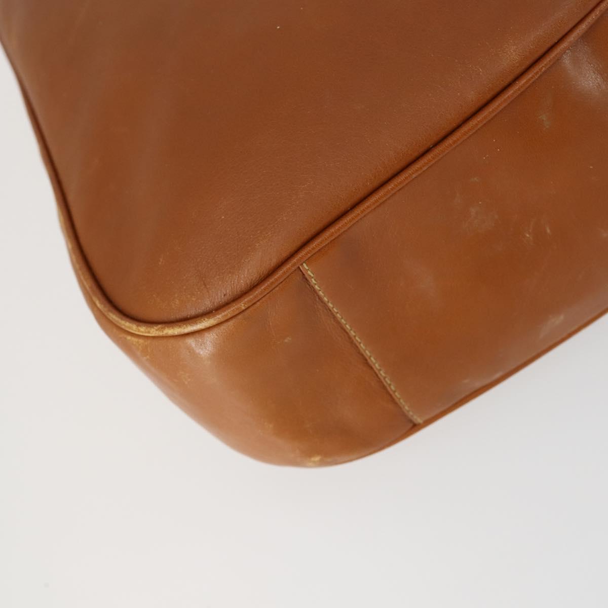 GUCCI Bamboo Shoulder Bag Leather 2way Brown Gold Auth 151516