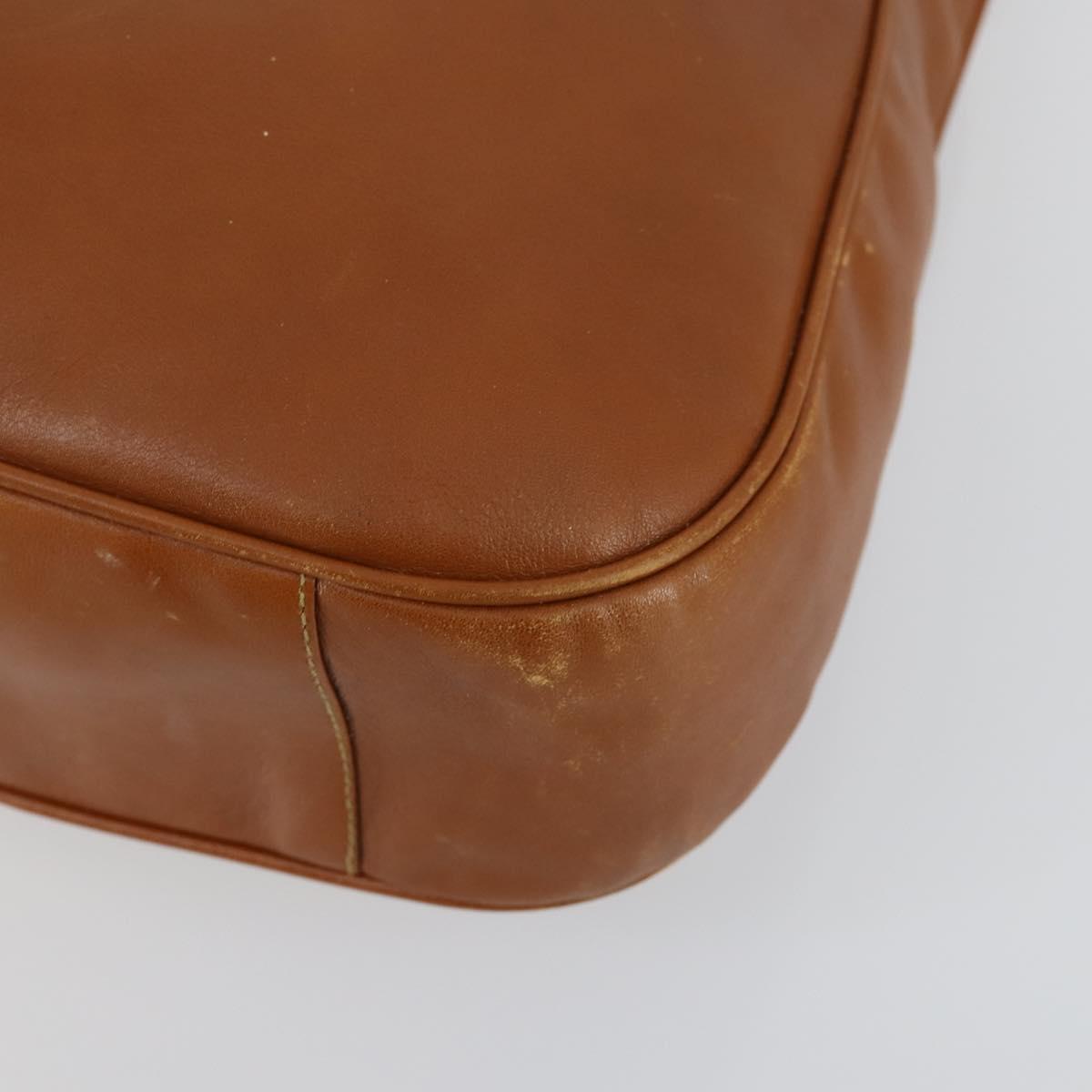 GUCCI Bamboo Shoulder Bag Leather 2way Brown Gold Auth 151516