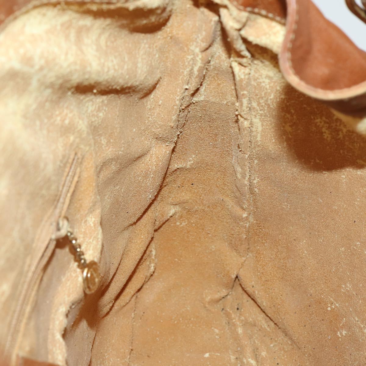 GUCCI Bamboo Shoulder Bag Leather 2way Brown Gold Auth 151516