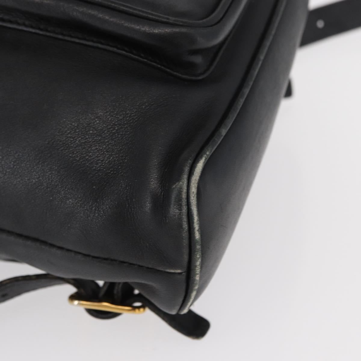 GUCCI Bamboo Backpack Leather Black Gold 003 2058 0030 Auth 151518