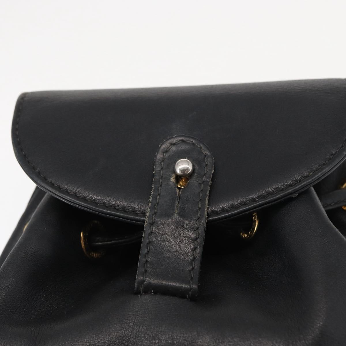 GUCCI Bamboo Backpack Leather Black Gold 003 2058 0030 Auth 151518